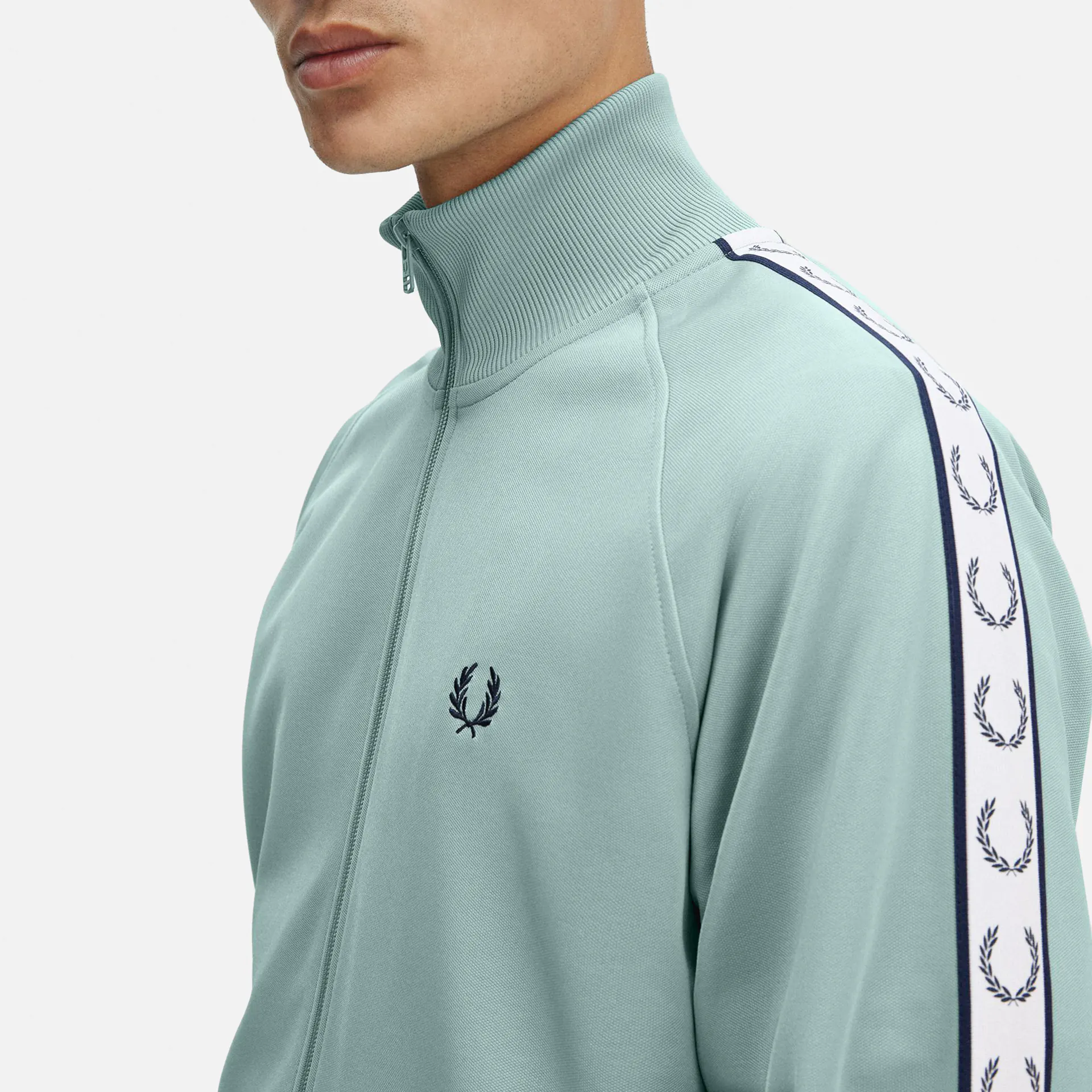 Fred Perry Taped Track Jacket Silver Blue