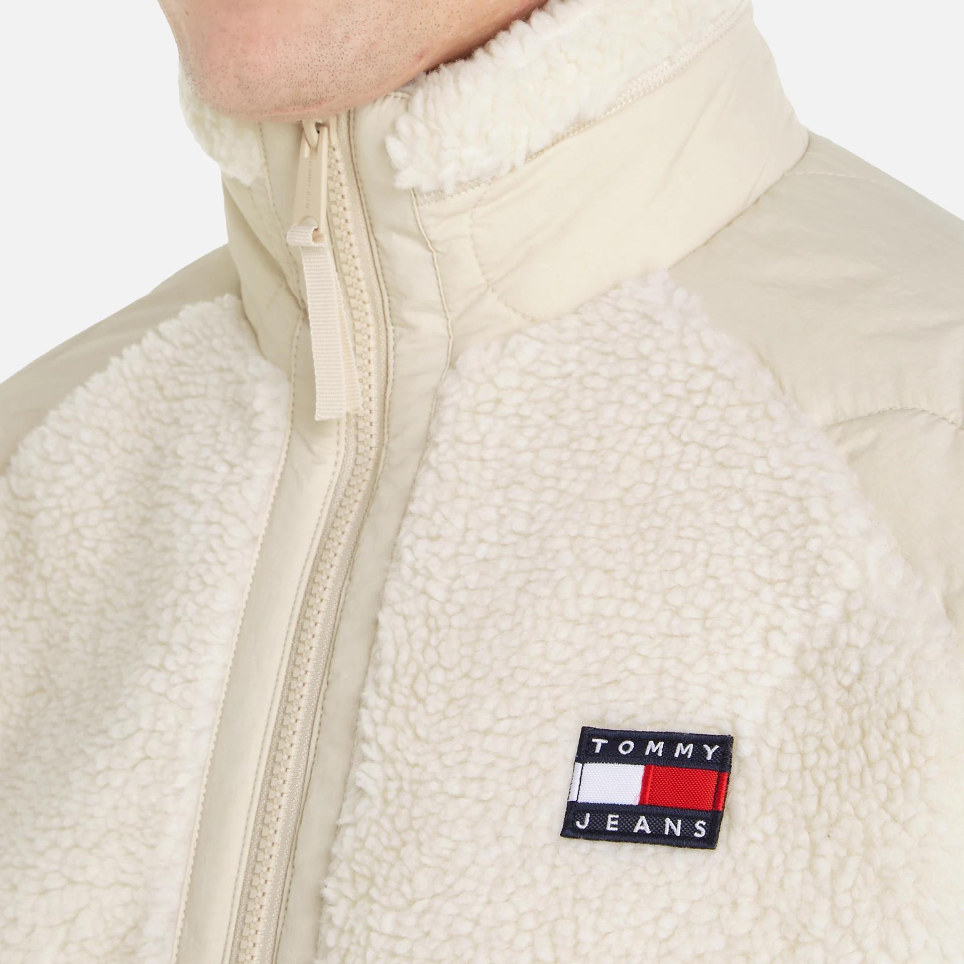 Tommy Jeans Mix Media Sherpa Jacket Ancient White