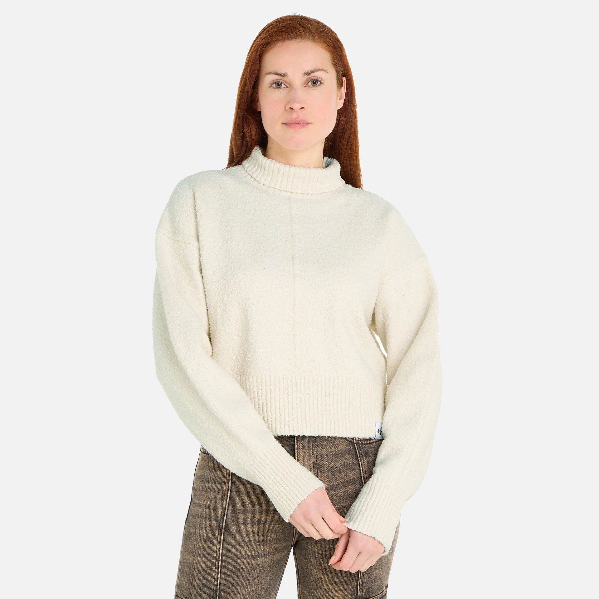 Calvin Klein Boucle High Neck Sweater Ivory