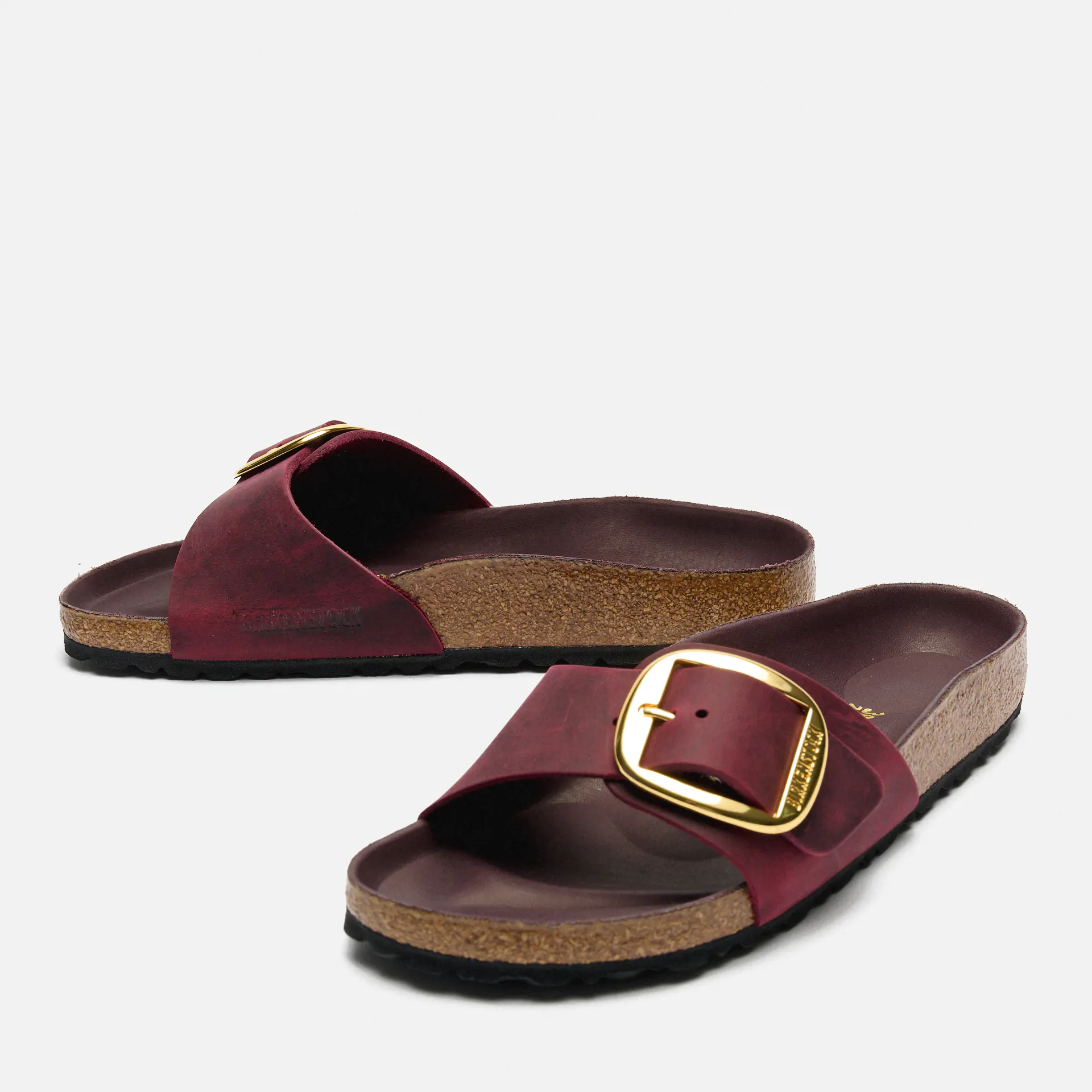 Birkenstock Madrid Big Buckle Oiled Leather Sandals Zinfandel