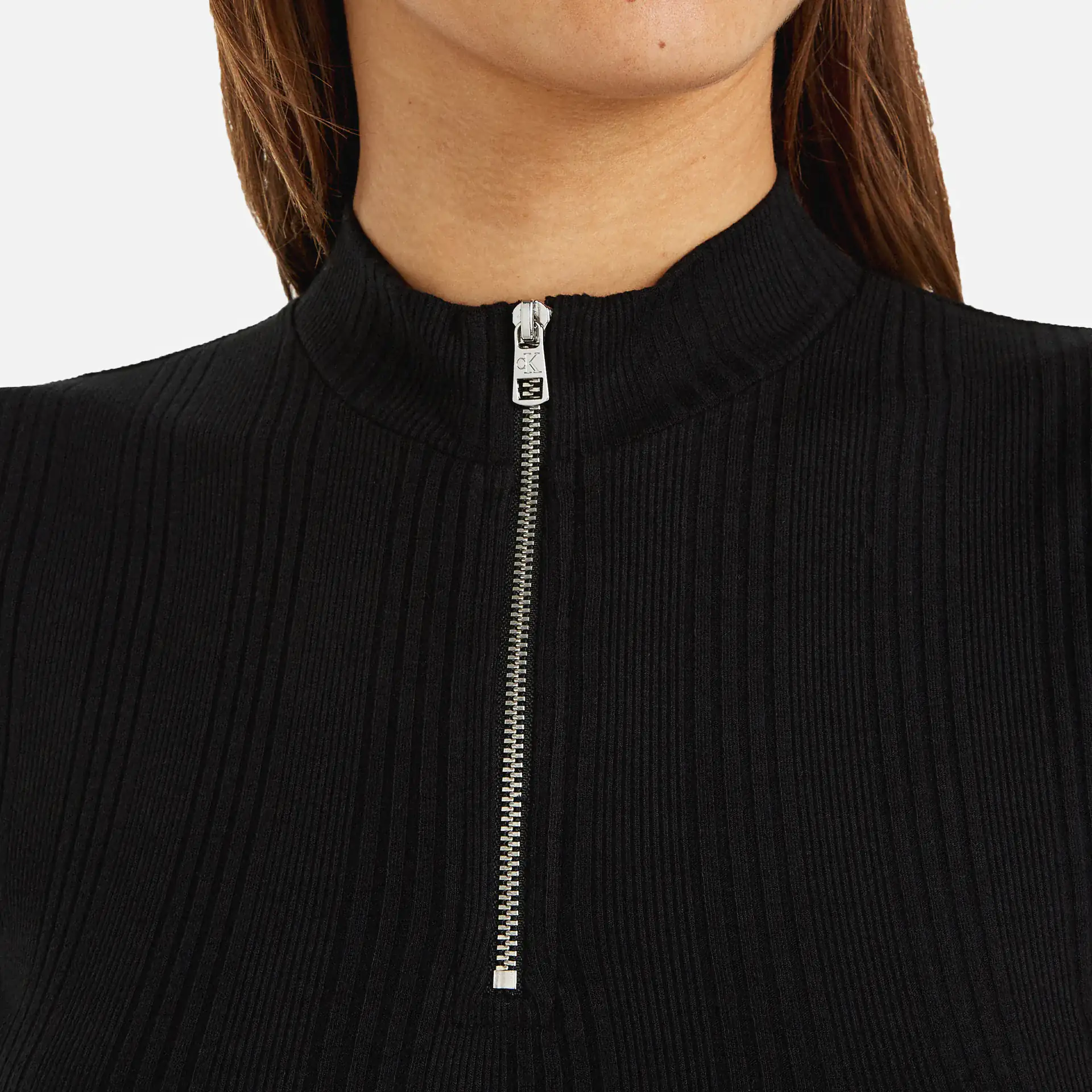 Calvin Klein Jeans Variegated Rib Half Zip Top Black