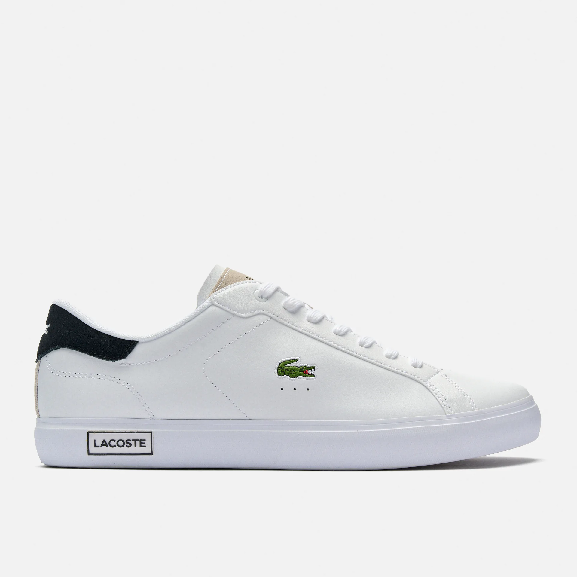 Lacoste Powercourt Logo Tongue Leather Sneaker White/Black