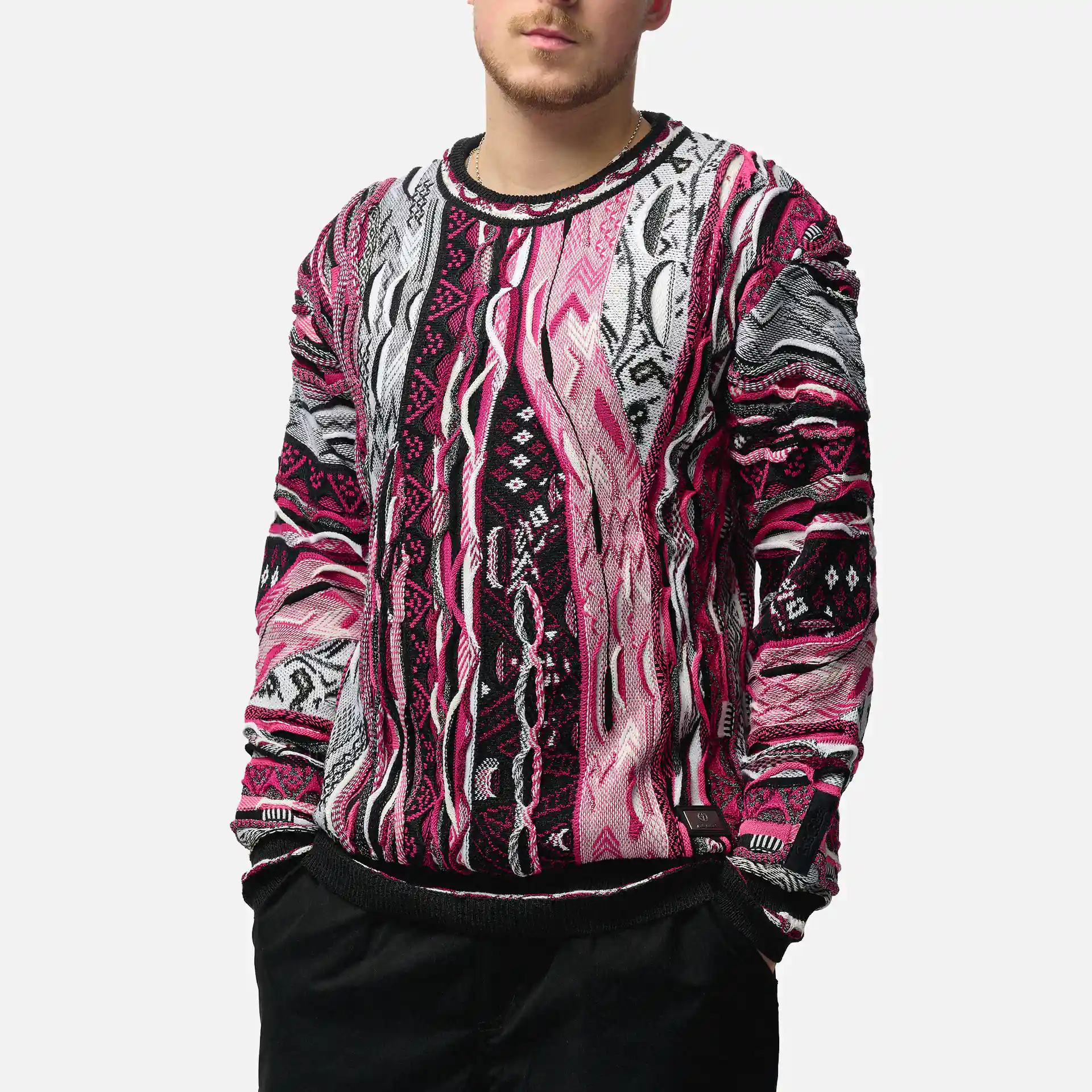 Carlo Colucci Knit Regular Fit Crewneck Fuchsia