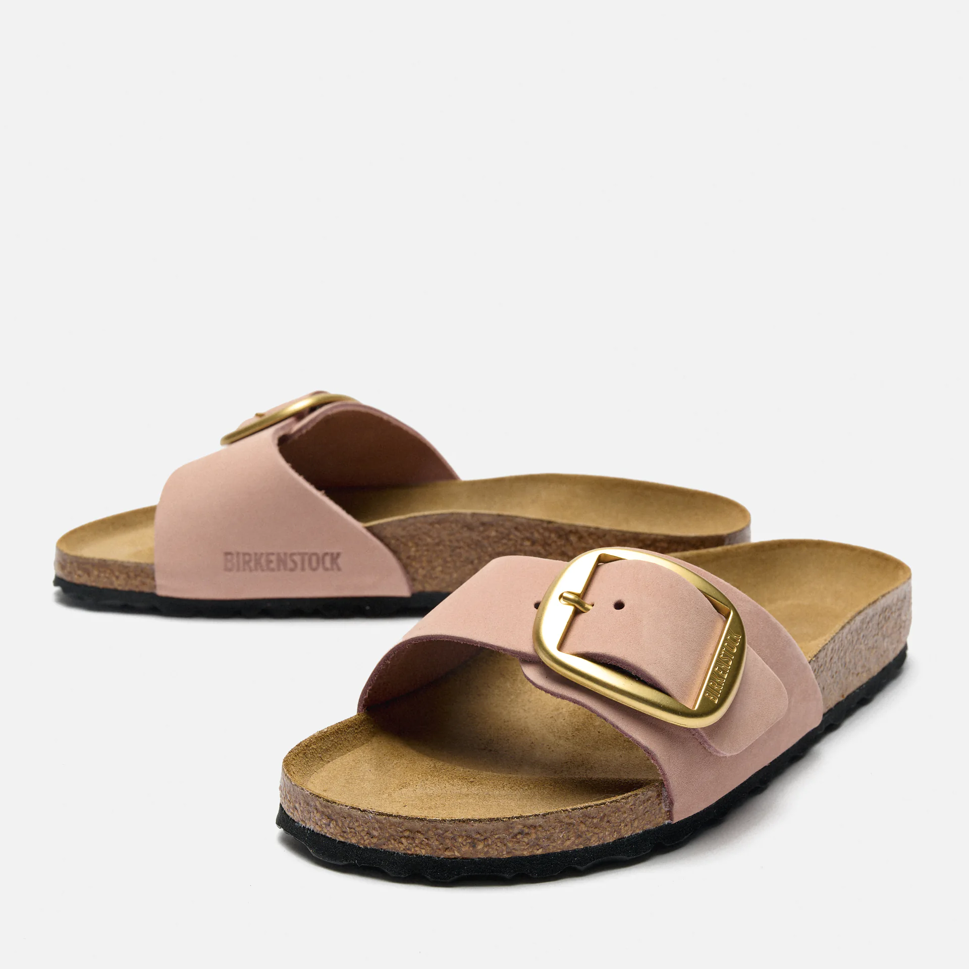 Birkenstock Madrid Big Buckle Narrow Nubuck Leather Soft Pink