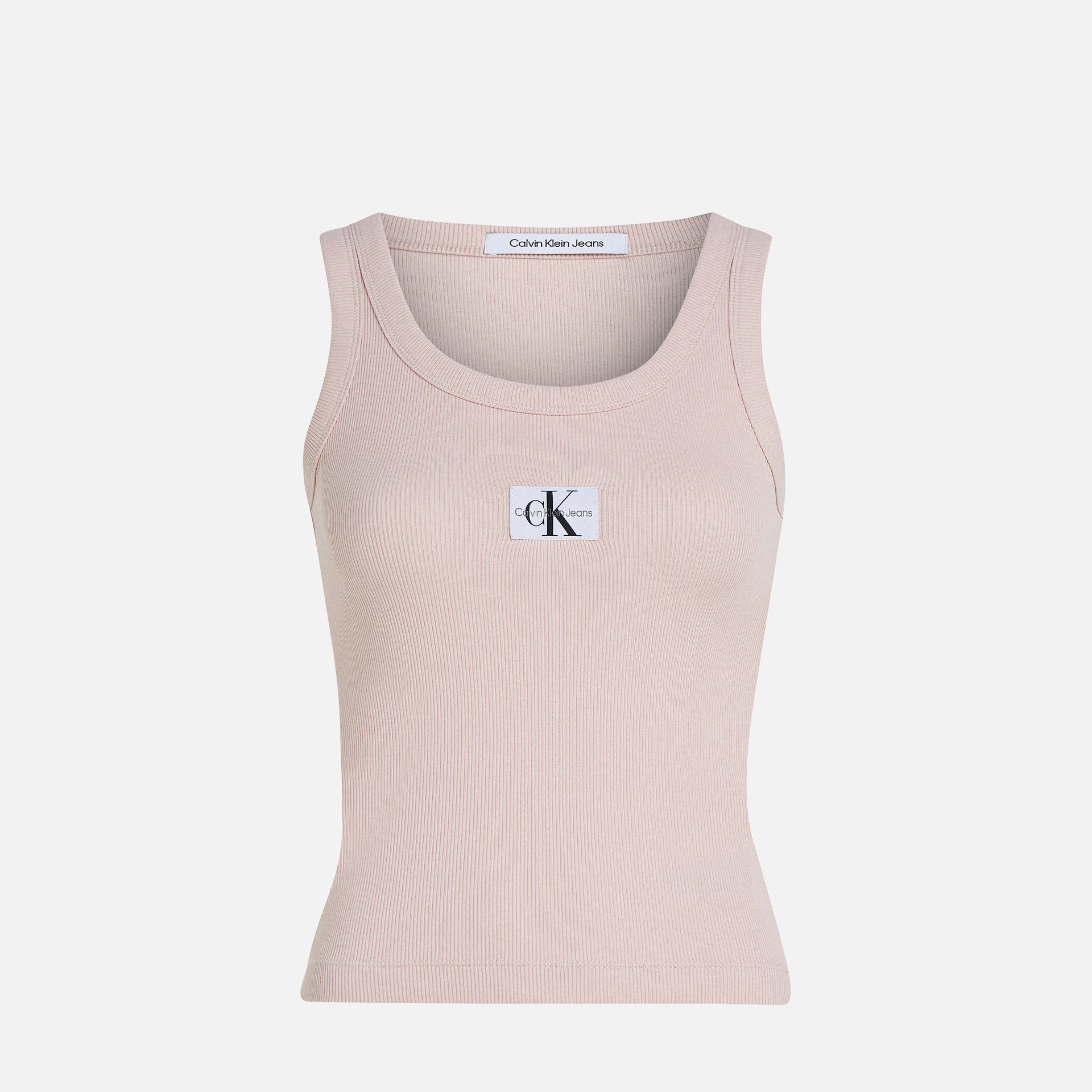 Calvin Klein Jeans Woven Label Rib Tank Top Sepia Rose