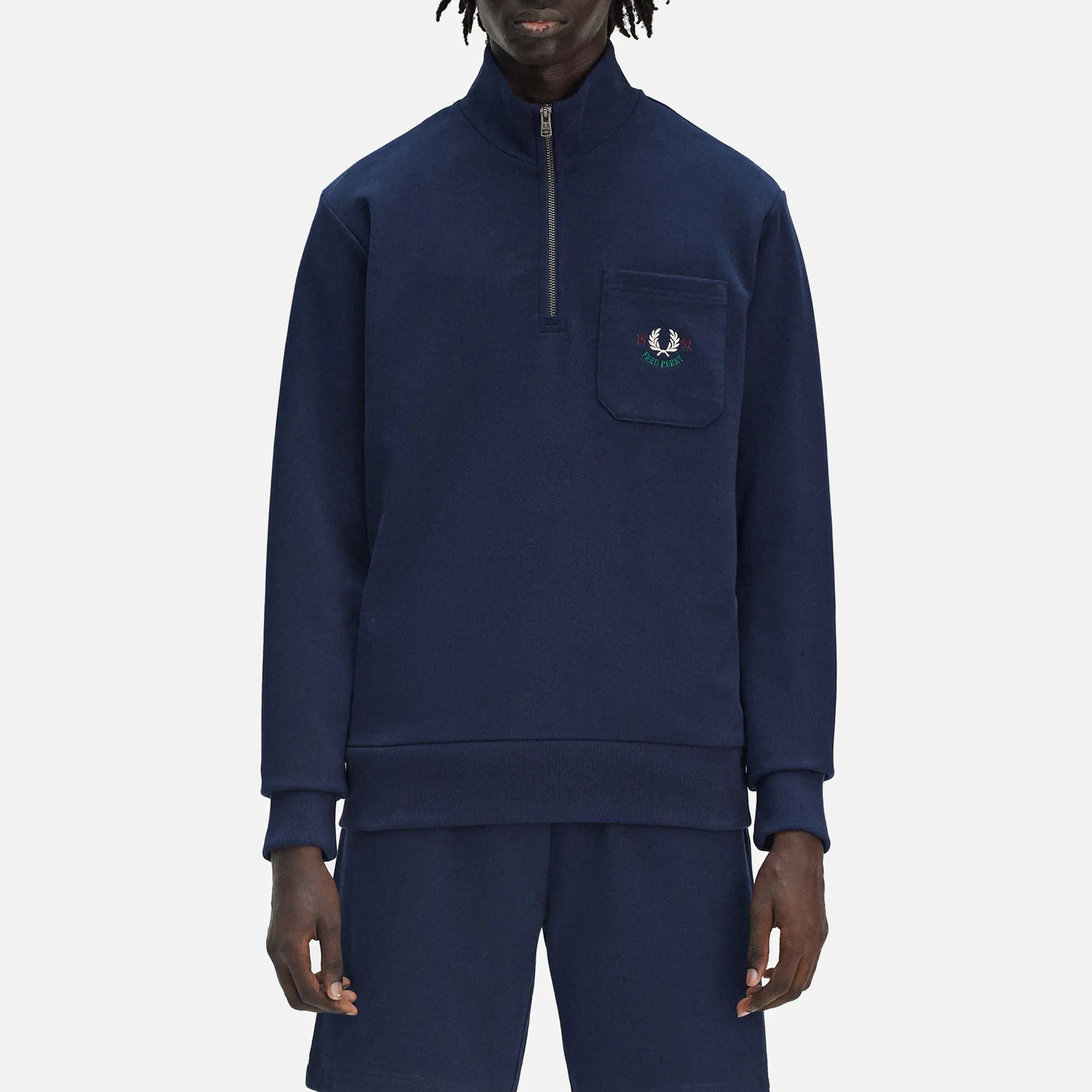 Fred Perry Embroidered Champion Half Zip Tennis Blue