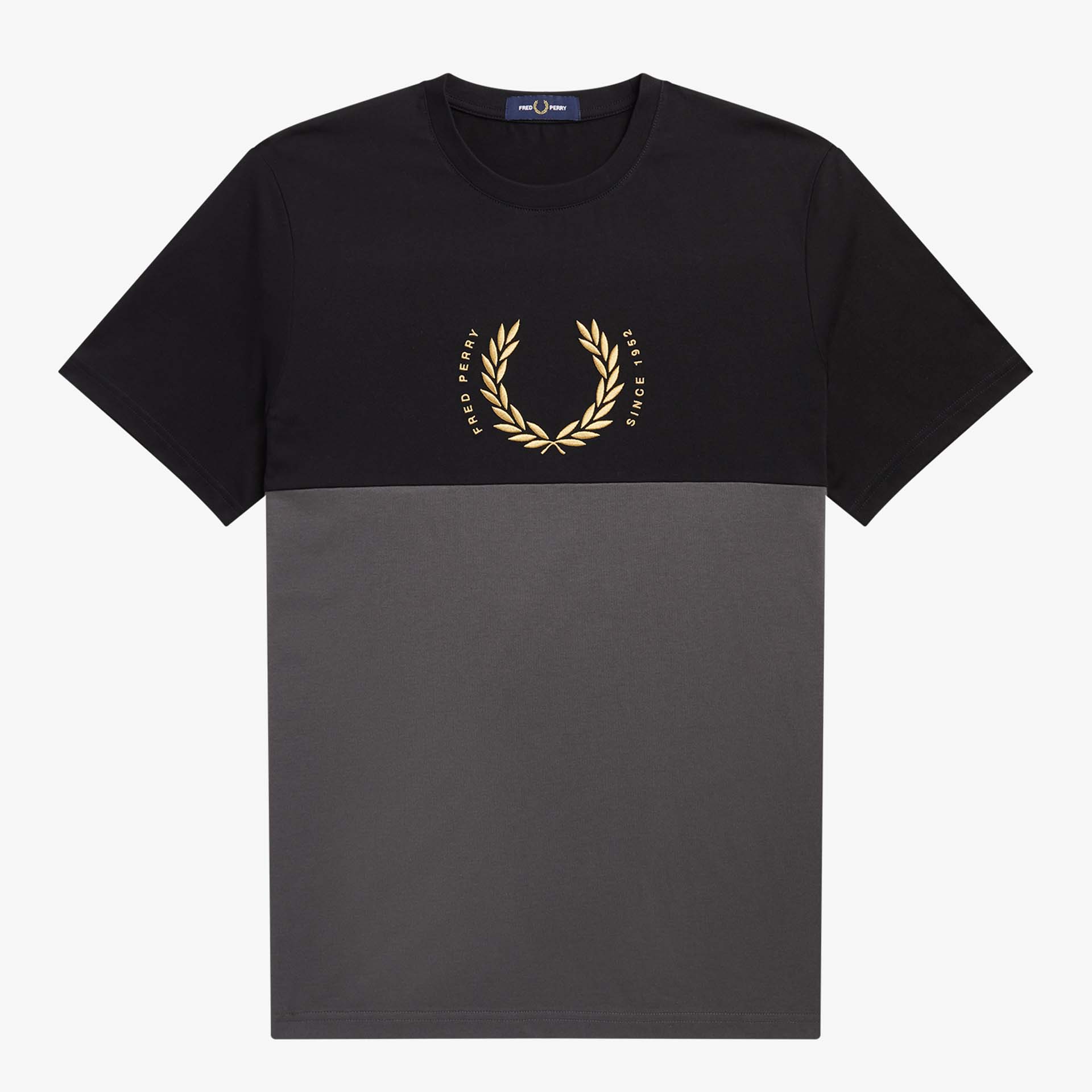 Fred Perry Circle Branding Color Block T-Shirt Gunmetal