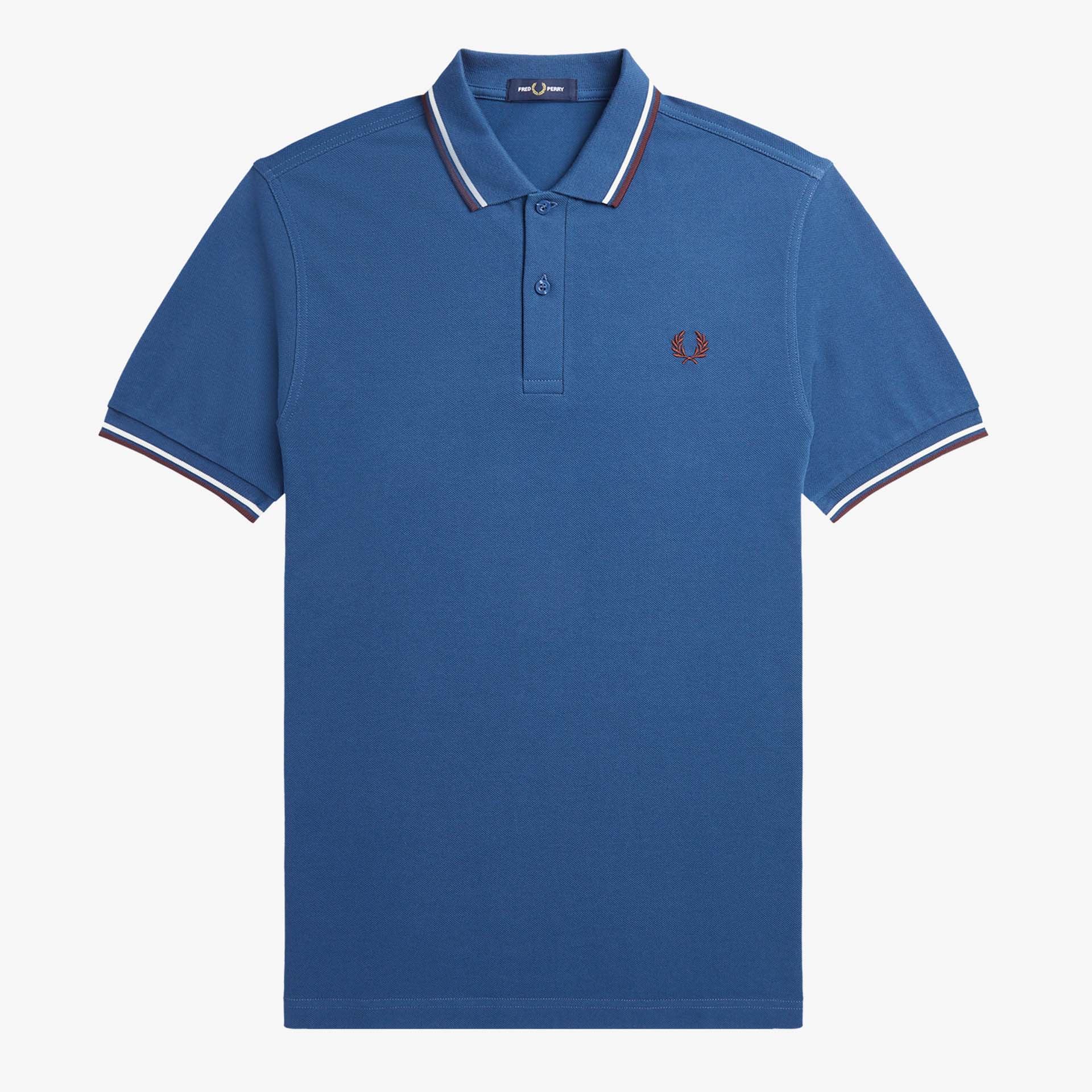 Fred Perry Twin Tipped Polo Shirt Midnight Blue/White/Oxblood 
