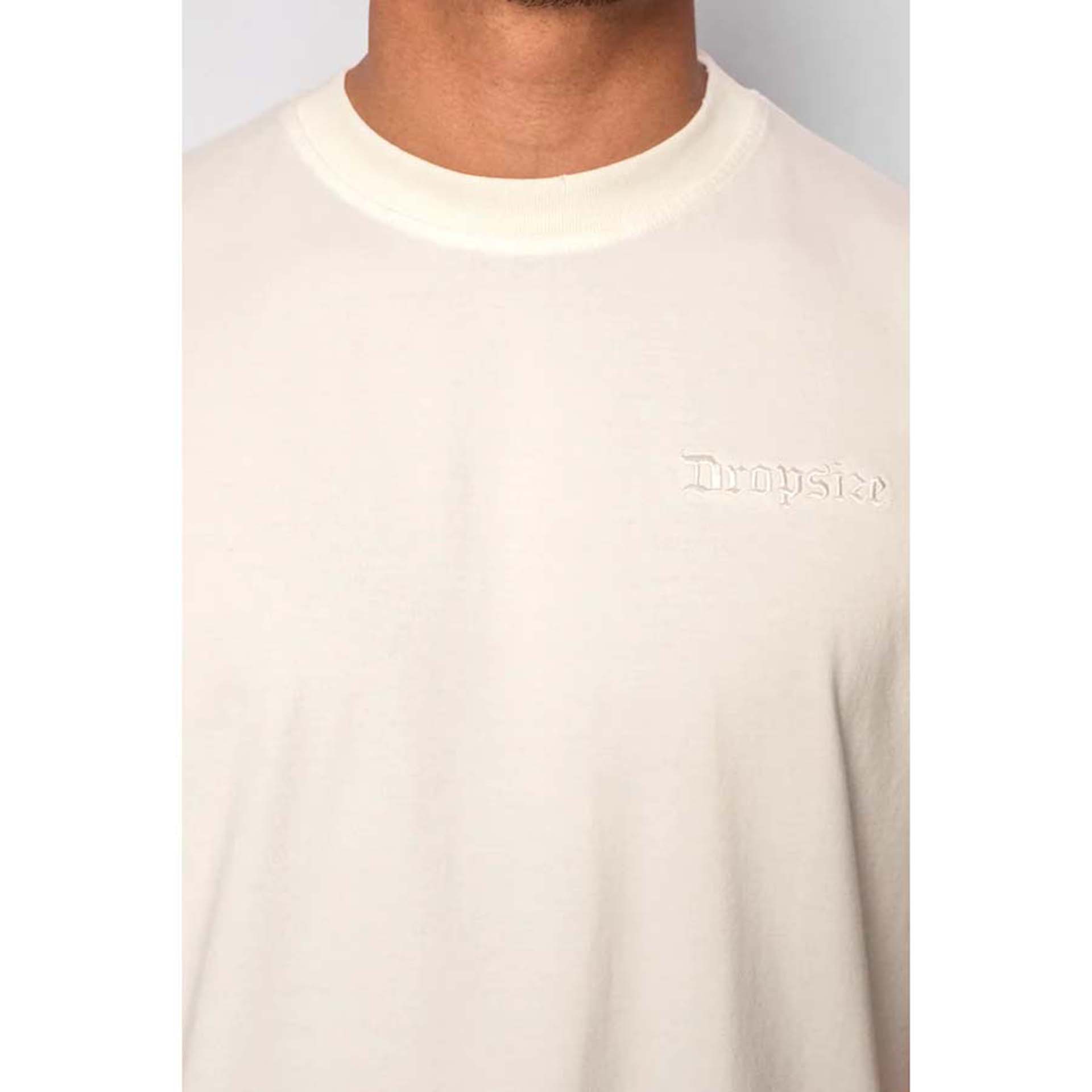Dropsize Heavy Oversize Embo Ripped T-Shirt Cream White