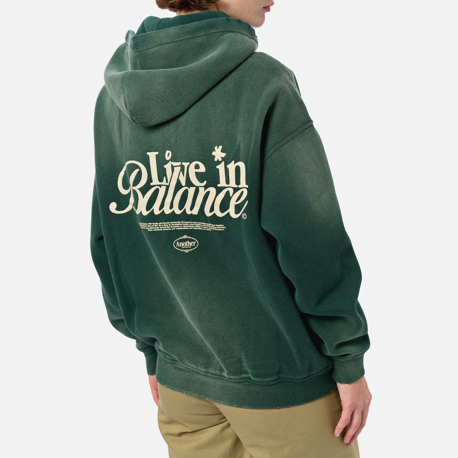 Another Cotton Live in Balance Heavy Oversized Zip Hoodie Green