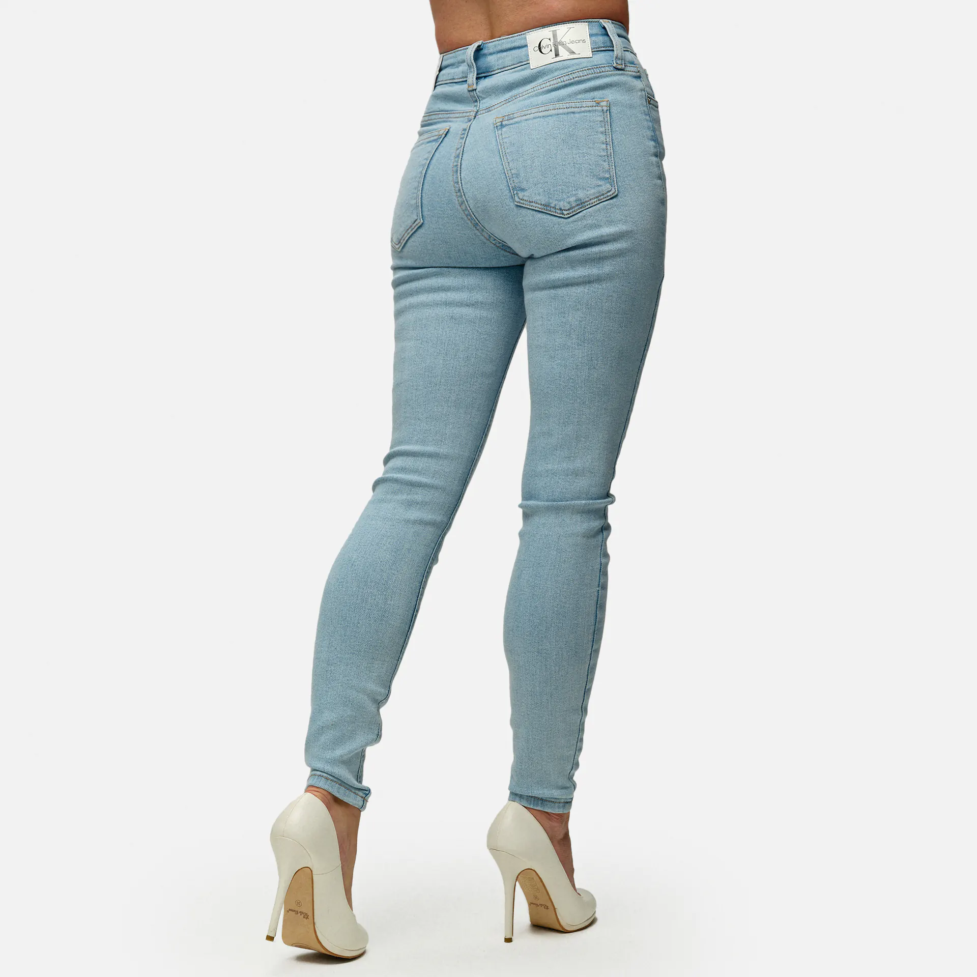 Calvin Klein Jeans High Rise Super Skinny Ankle Jeans Denim Light