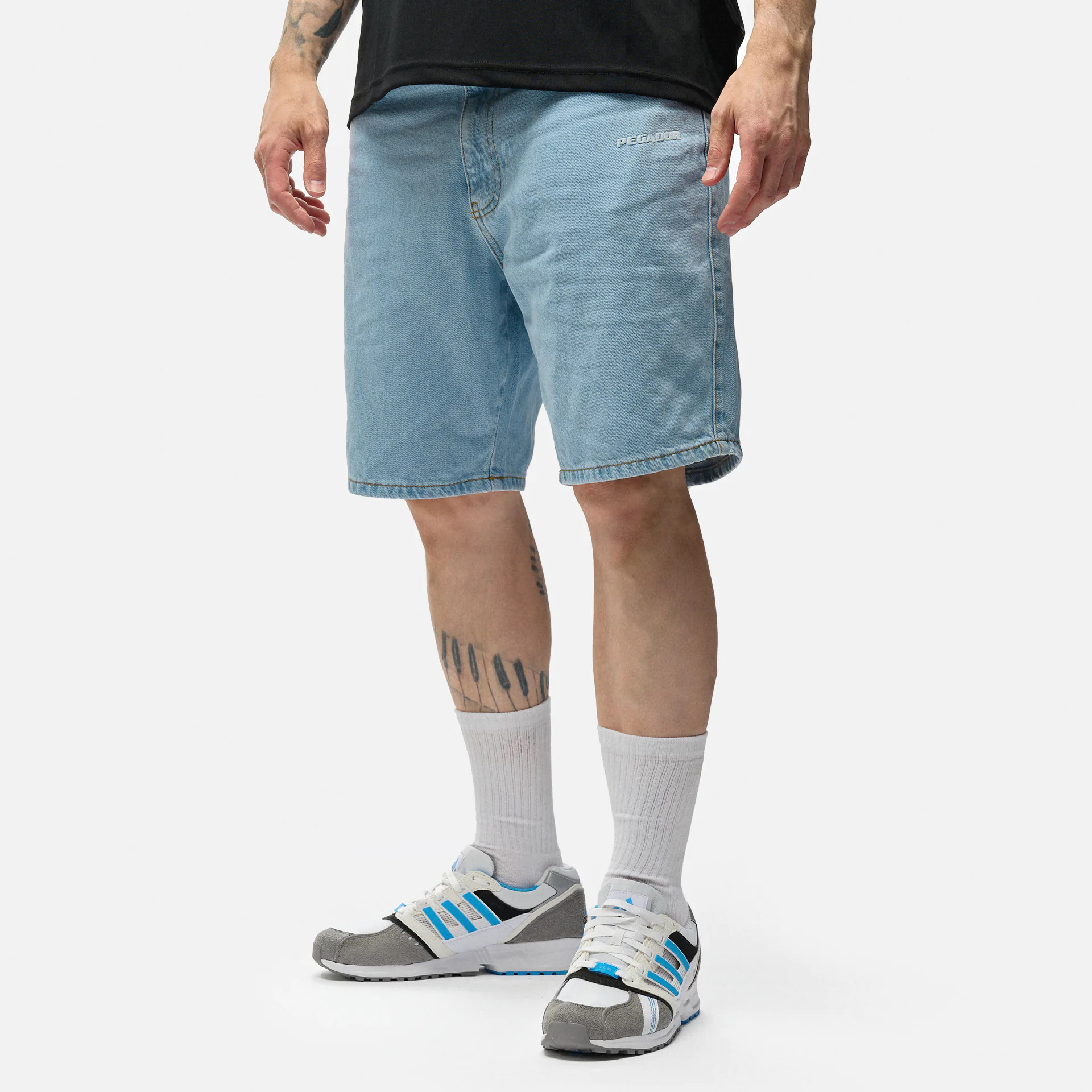 PEGADOR Earl Jeans Shorts Washed Light Blue