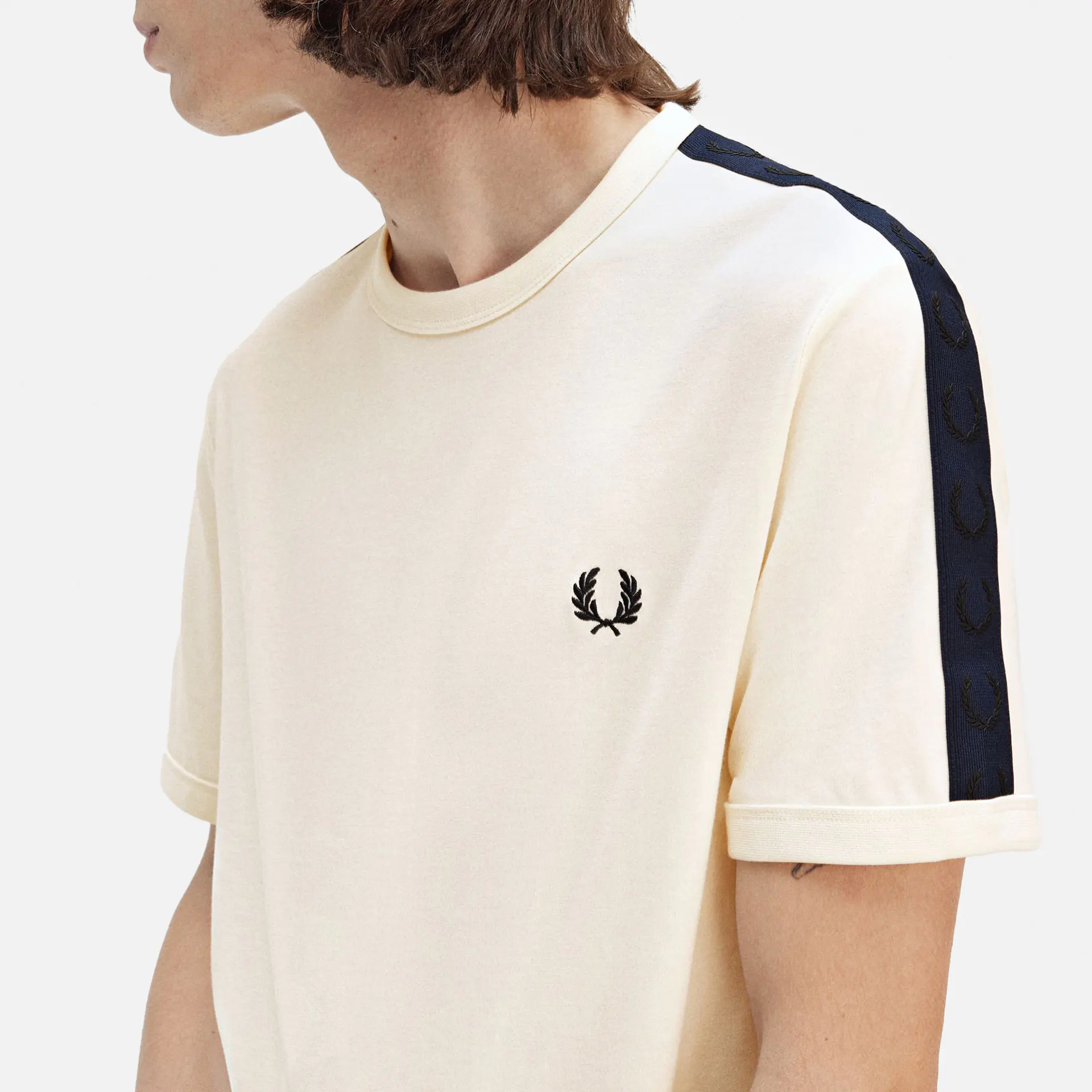 Fred Perry Contrast Tape Ringer T-Shirt Ecru