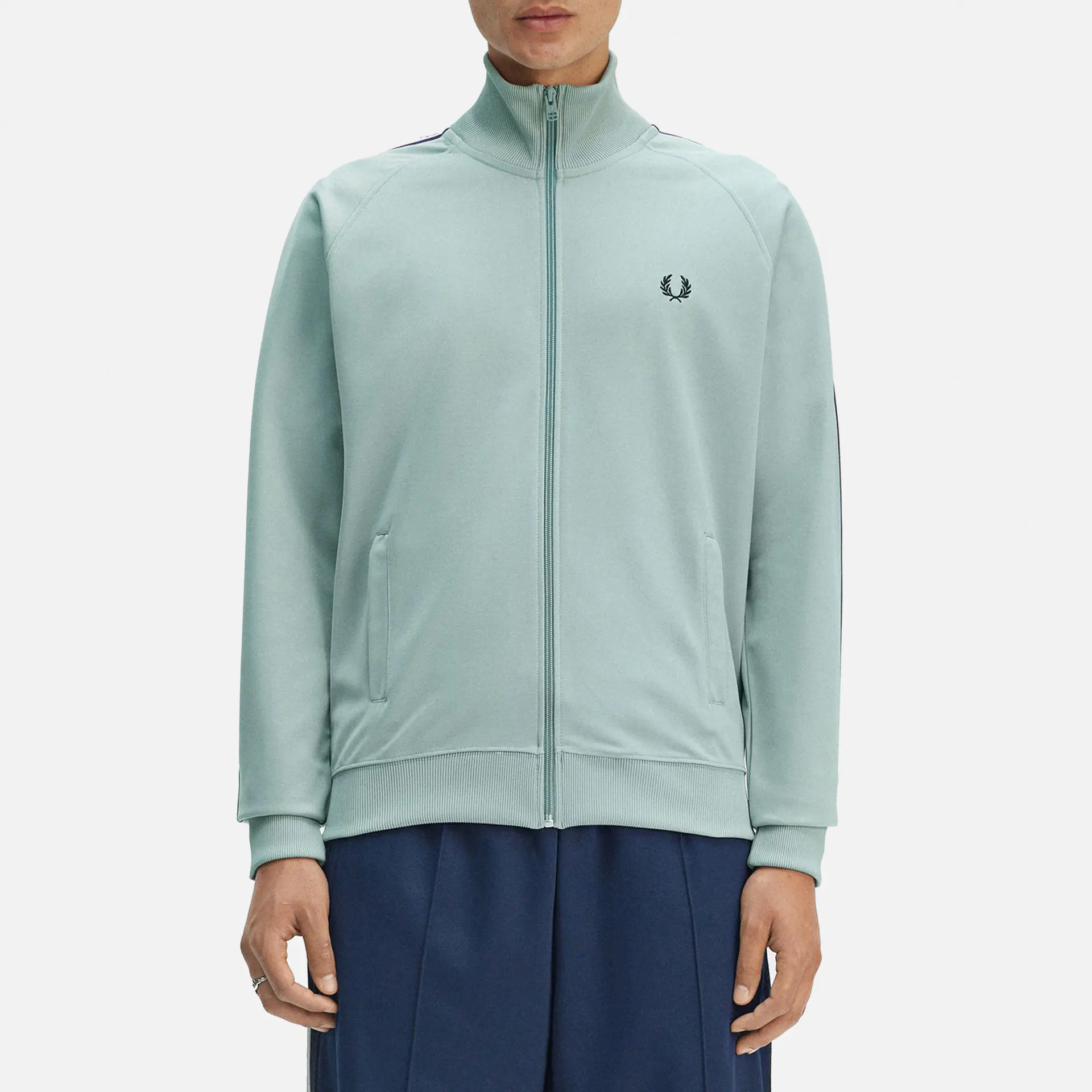 Fred Perry Taped Track Jacket Silver Blue