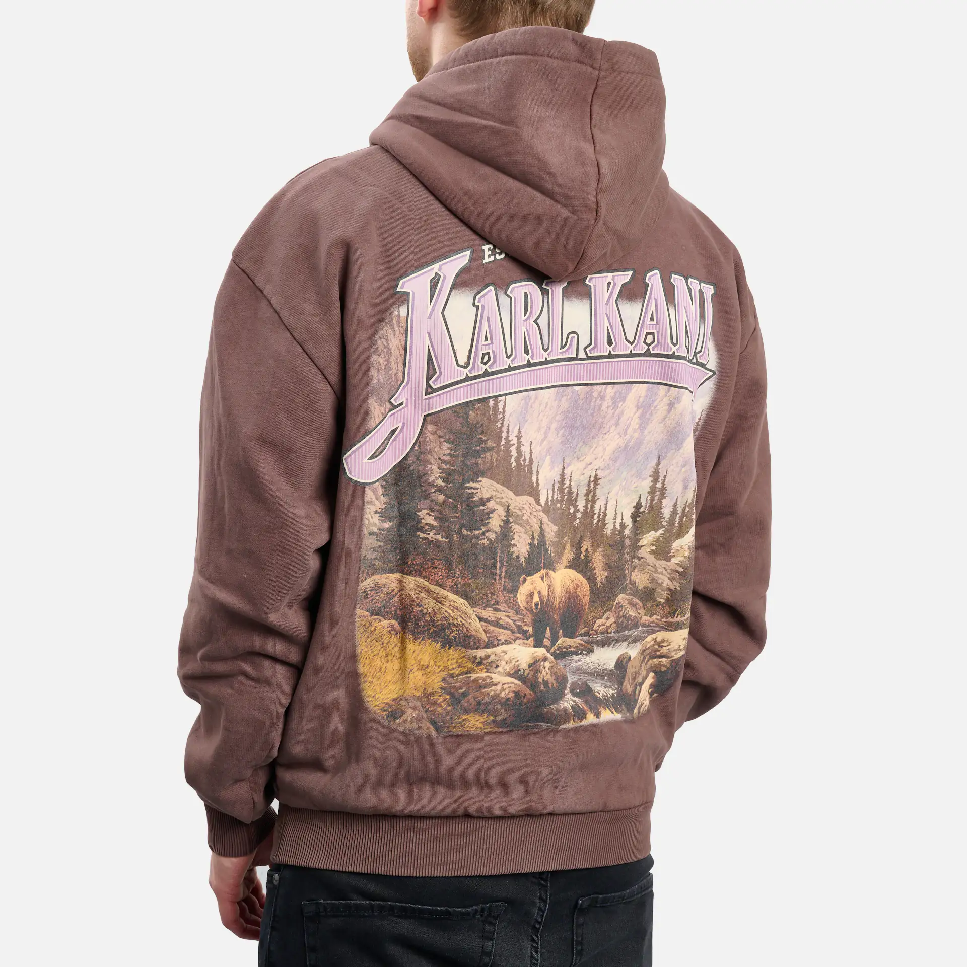 Karl Kani Small Landscape OS Washed Signature Hoodie Heavy Sweat Brown