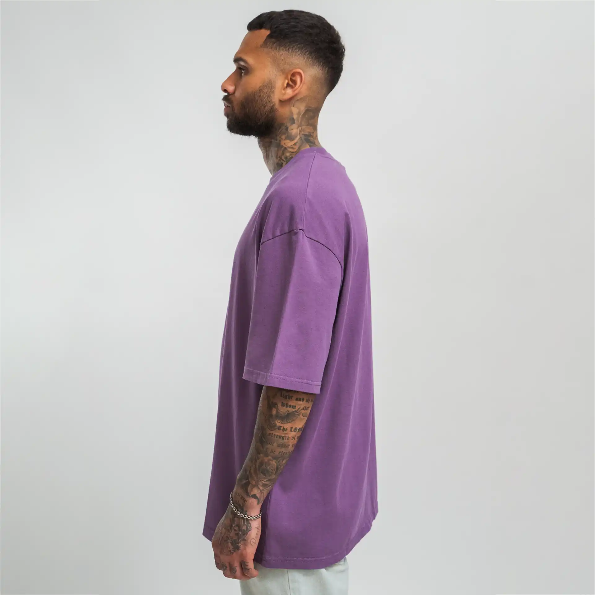 Dropsize Heavy HD Front Logo T-Shirt Washed Purple