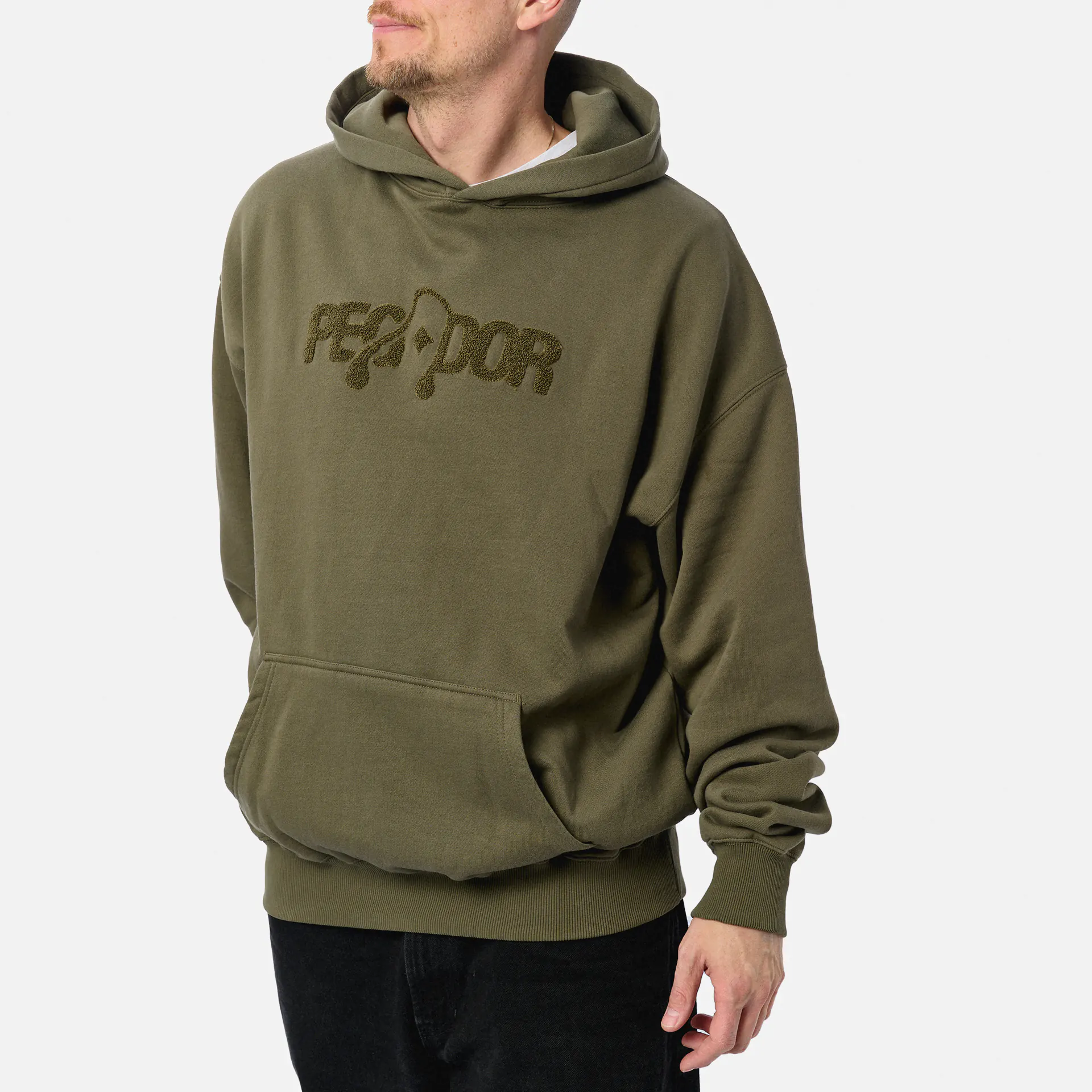 PEGADOR Grange Oversized Hoodie Washed Faded Olive