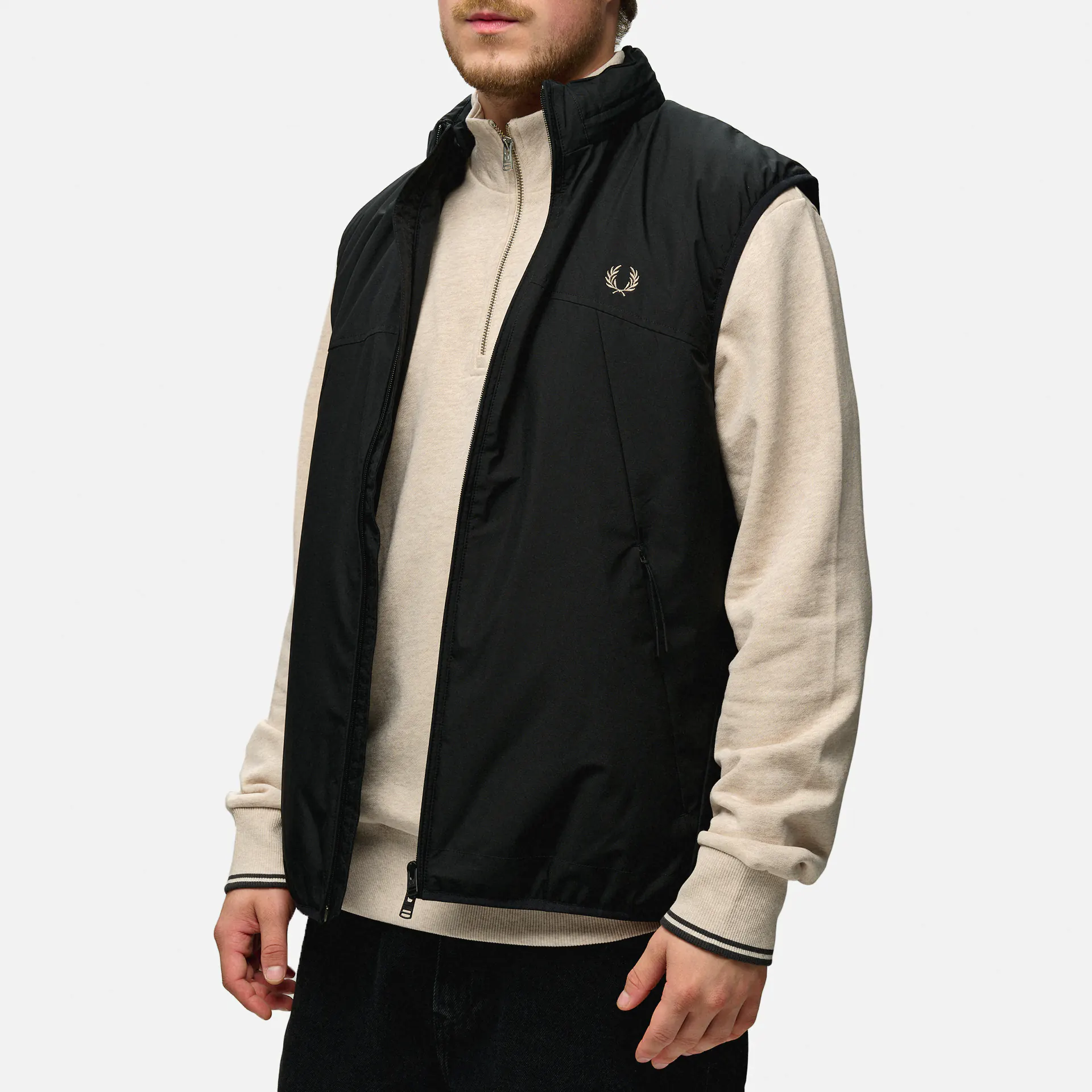 Fred Perry Zip Through Gilet Black