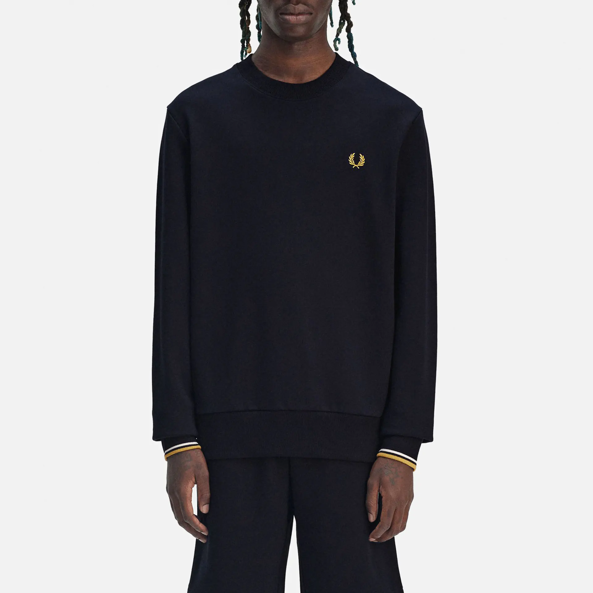 Fred Perry Crew Neck Sweatshirt Navy/Ecru/Honeycomb