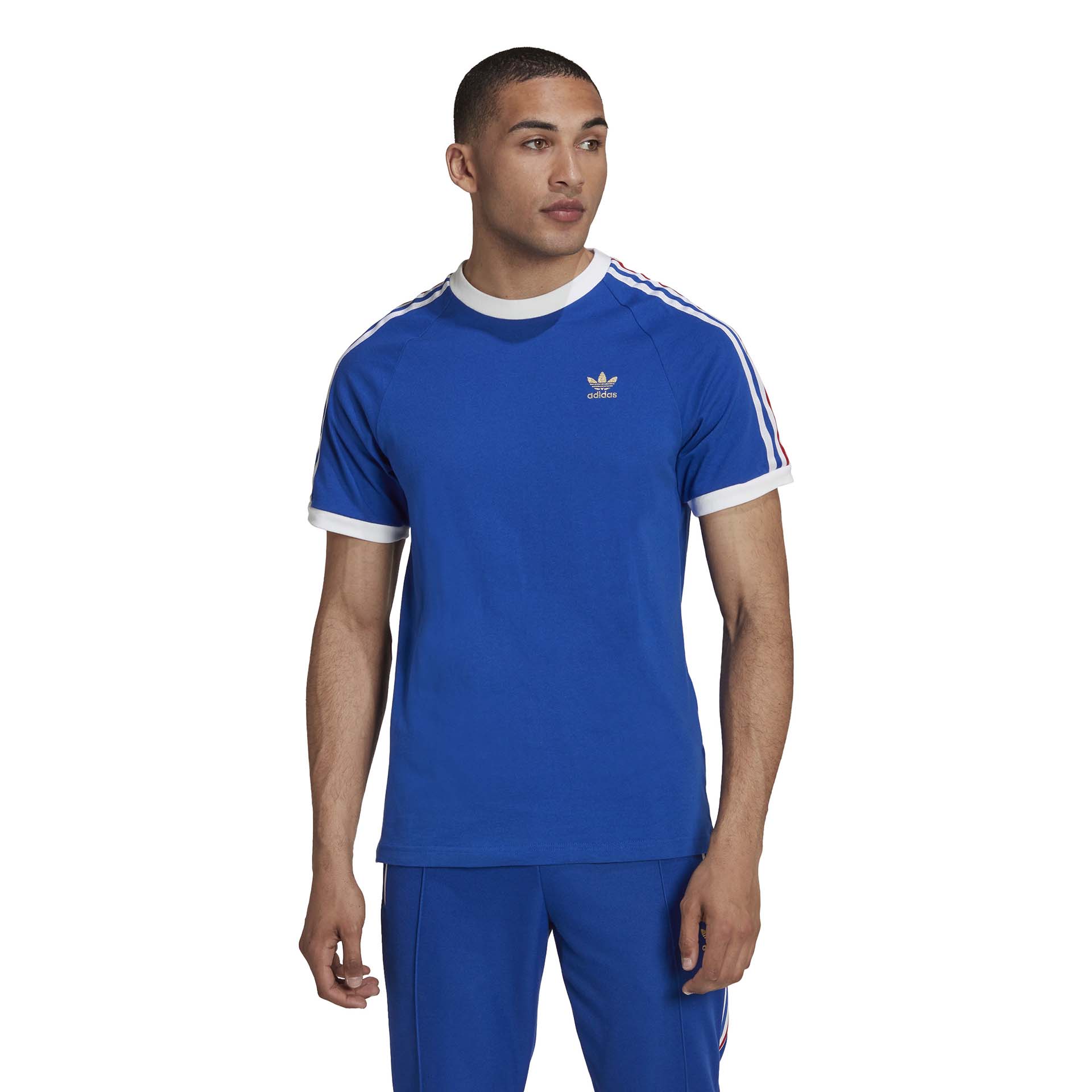 adidas Football Nations 3 -Stripes T-Shirt Royal Blue/White/Gold