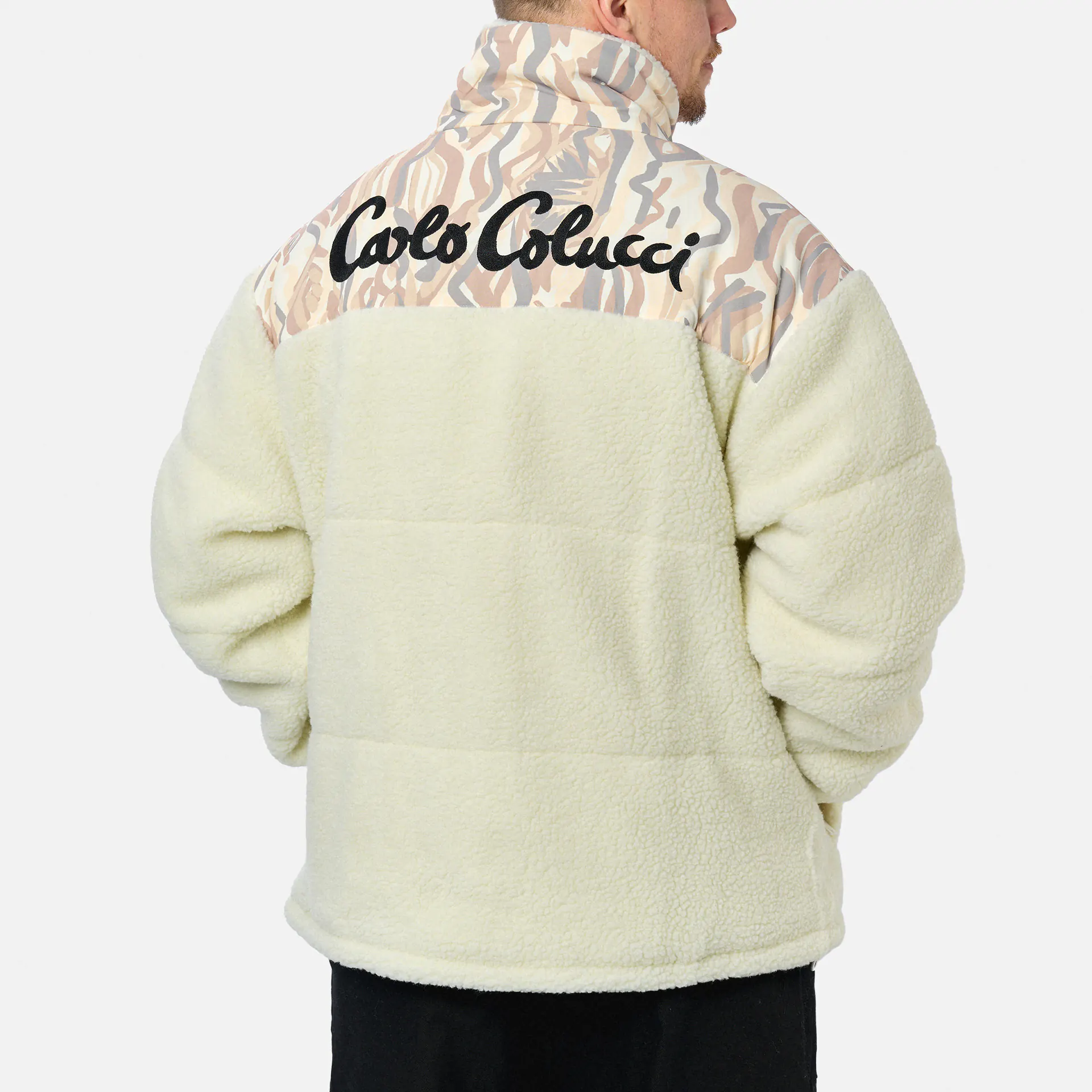 Carlo Colucci Soft Printed Teddy Jacket Beige