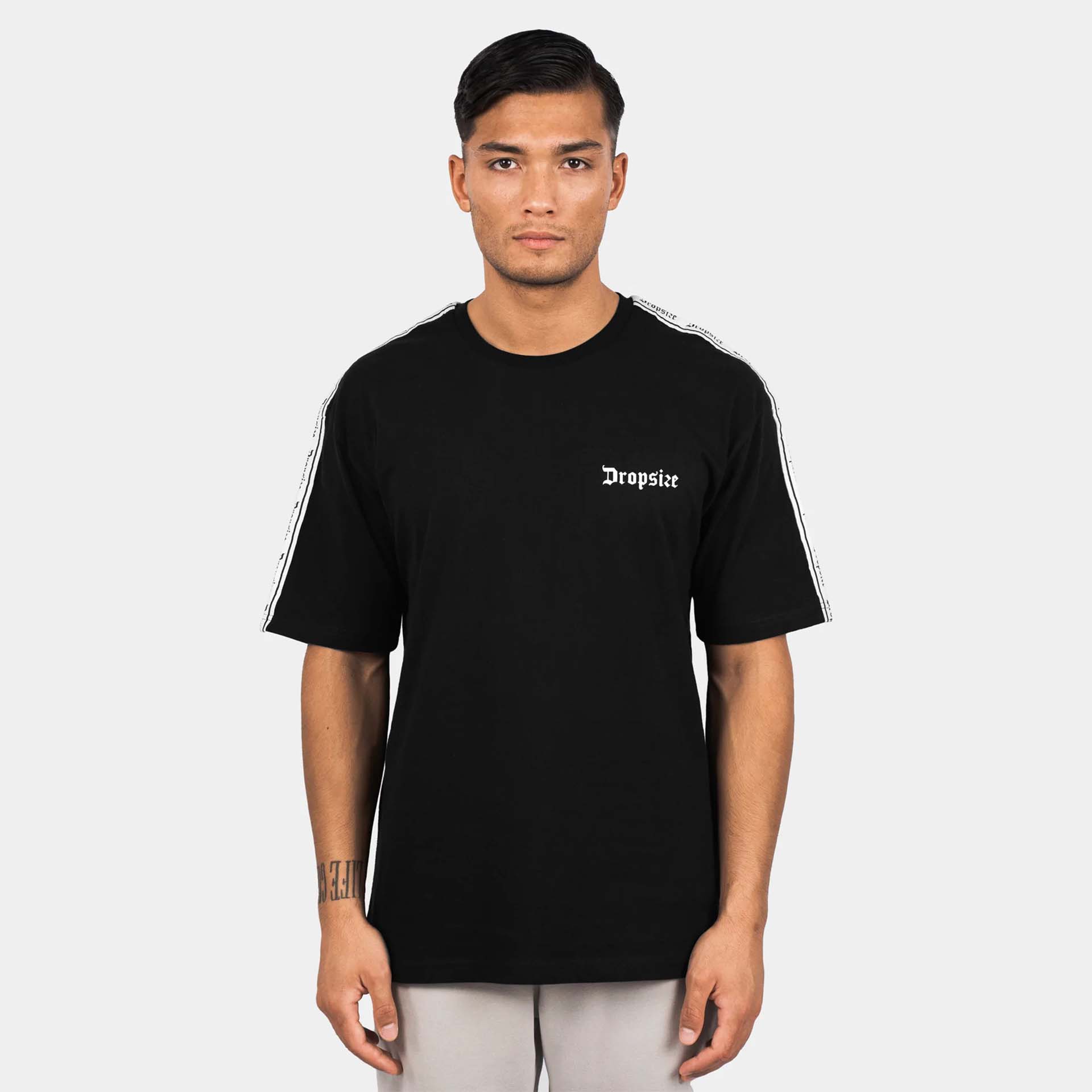 Dropsize Heavy Oversize Stripes T-Shirt Black