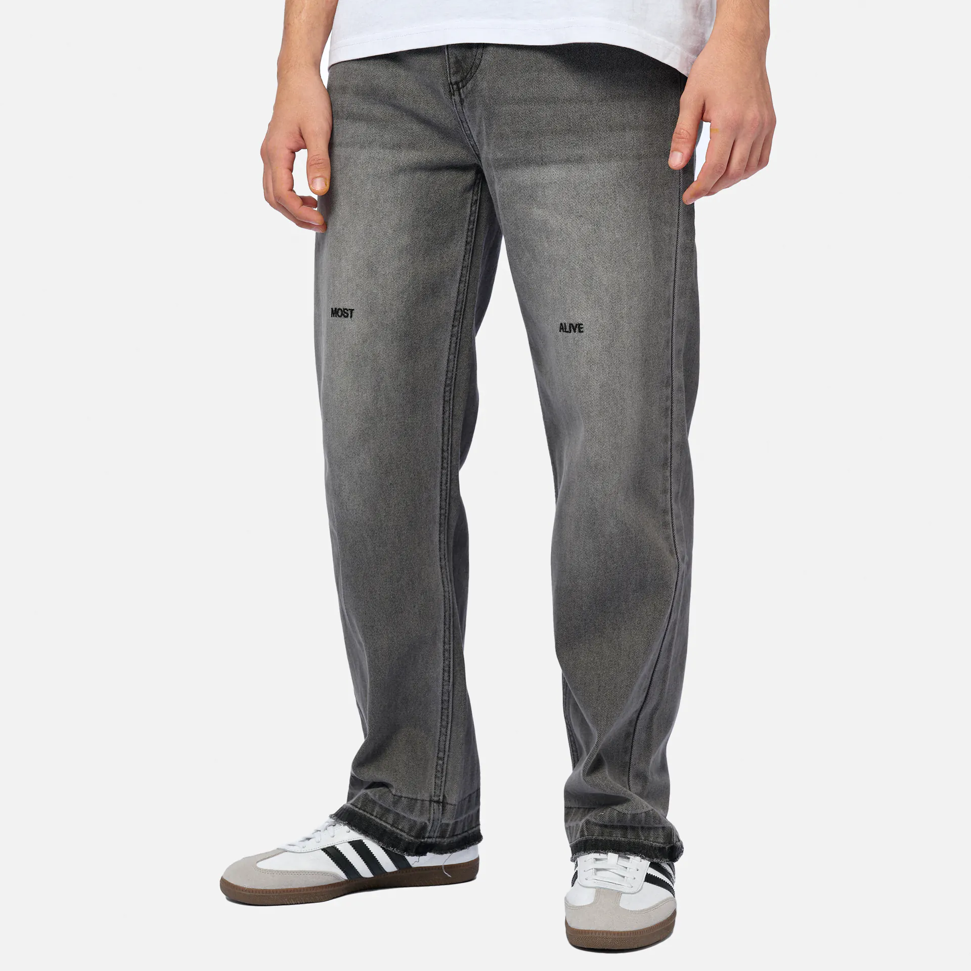 PEGADOR Barrow Wide Baggy Jeans Washed Anthracite