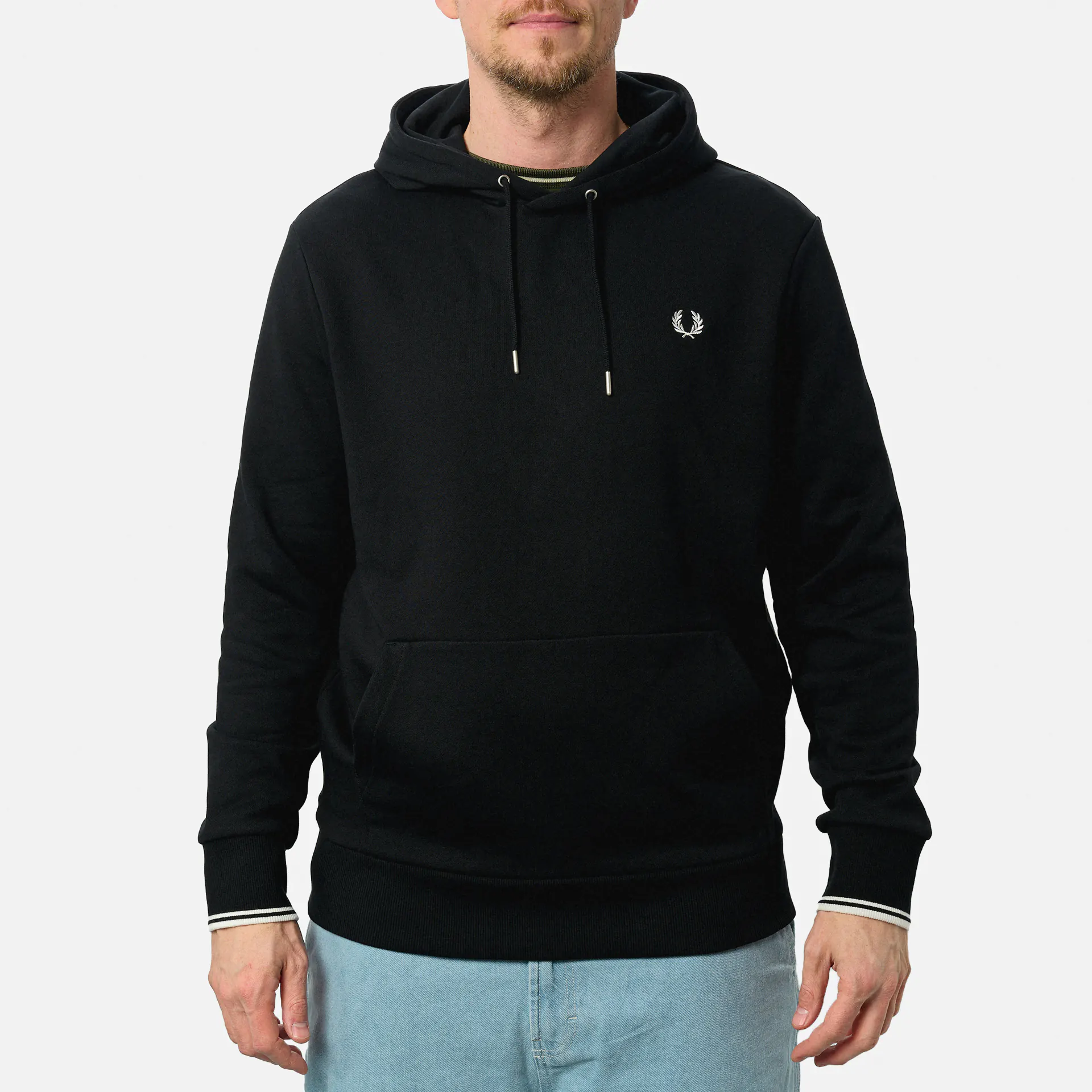 Fred Perry Tipped Hooded Sweatshirt Black/White