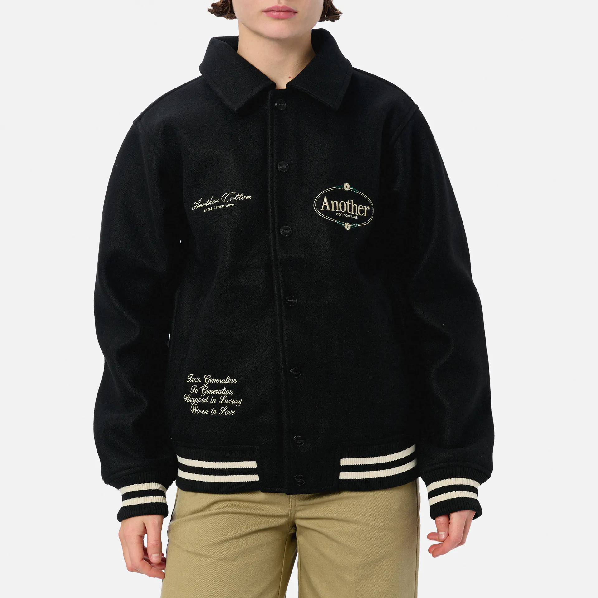 Another Cotton Chest Logo College Jacke Black