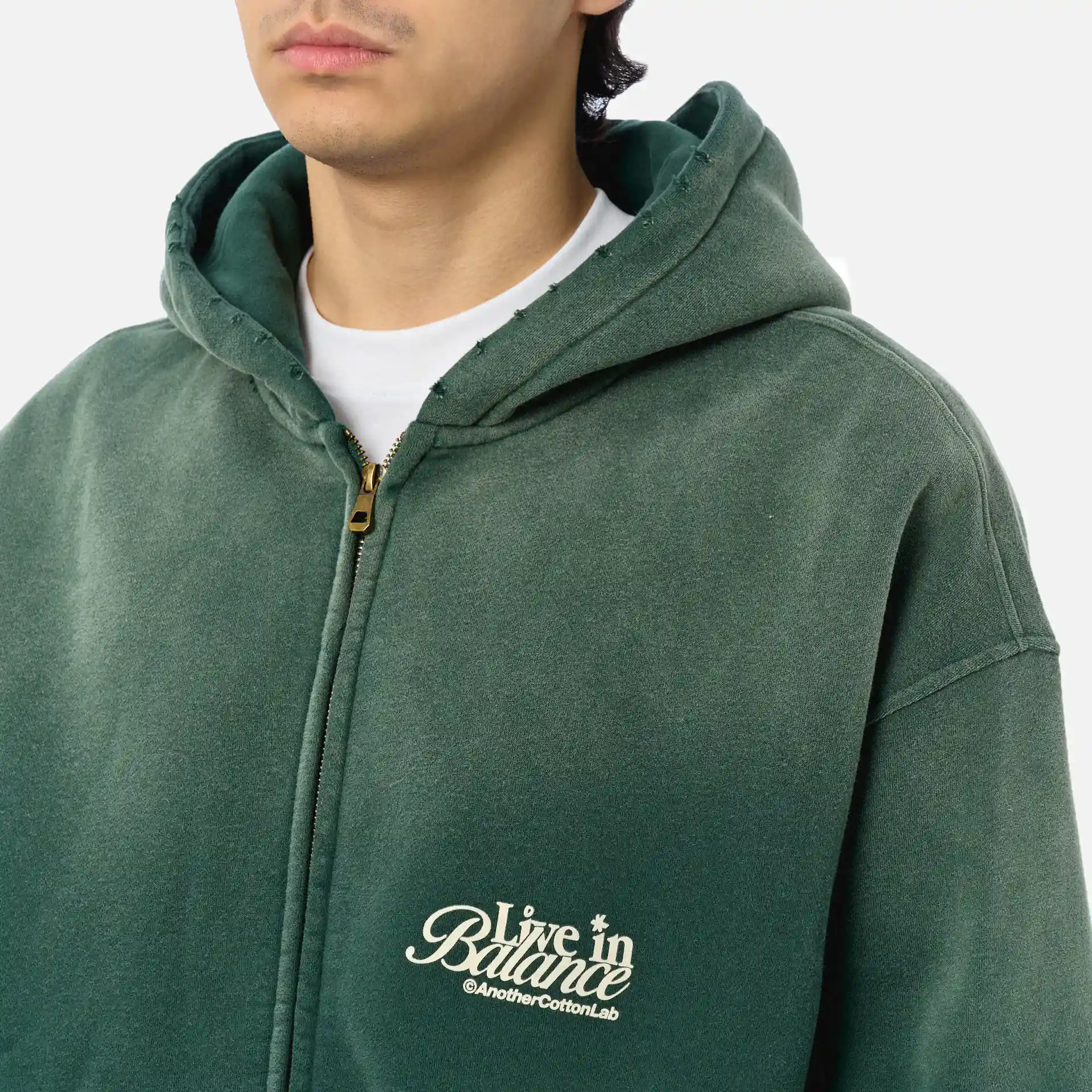 Another Cotton Live in Balance Heavy Oversized Zip Hoodie Green