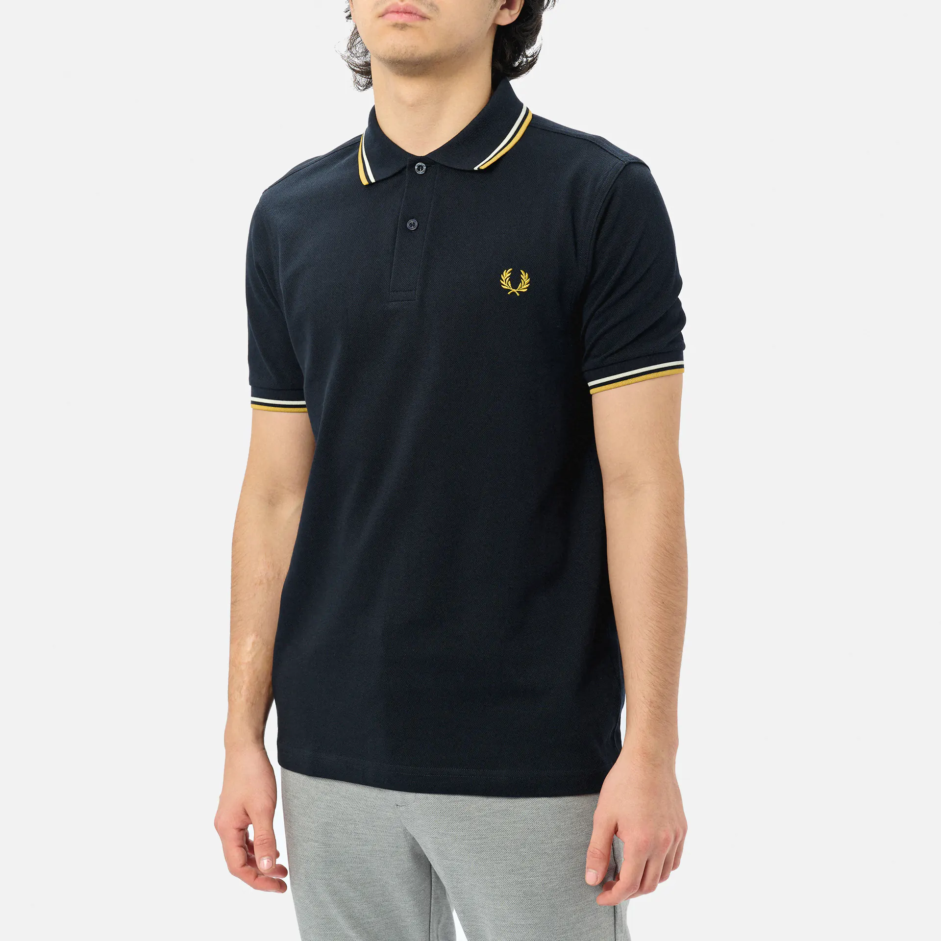 Fred Perry Twin Tipped Polo Shirt Porridge Navy/Ecru/Honeycomb