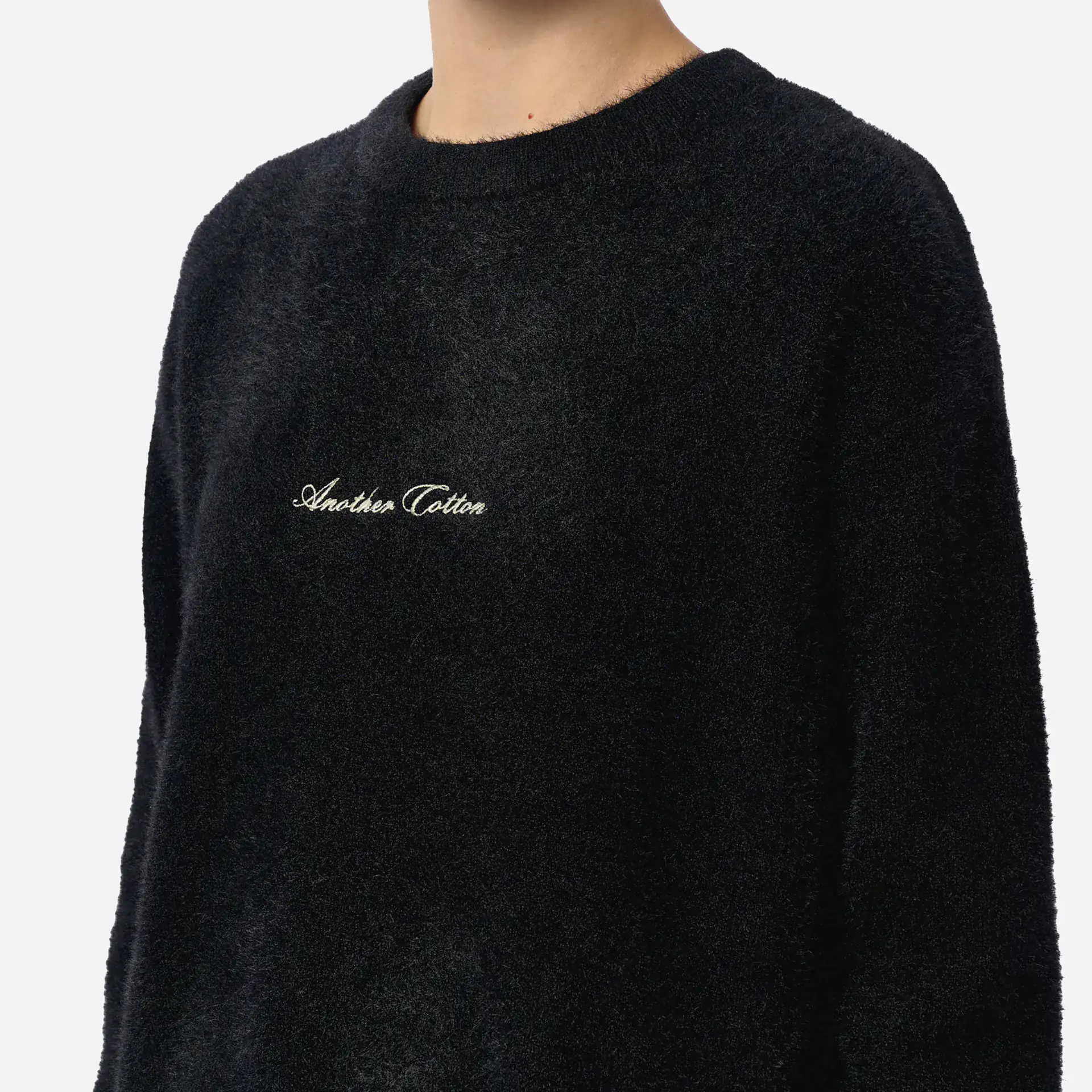 Another Cotton Chest Logo Mohair Sweater Black