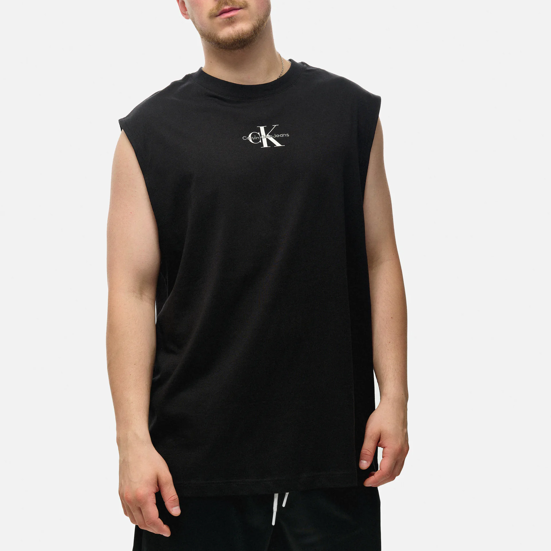 Calvin Klein Jeans Monologo Sleeveless T-Shirt Black