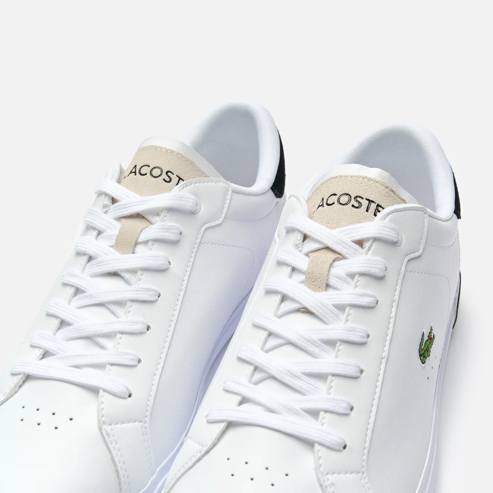 Lacoste Powercourt Logo Tongue Leather Sneaker White/Black