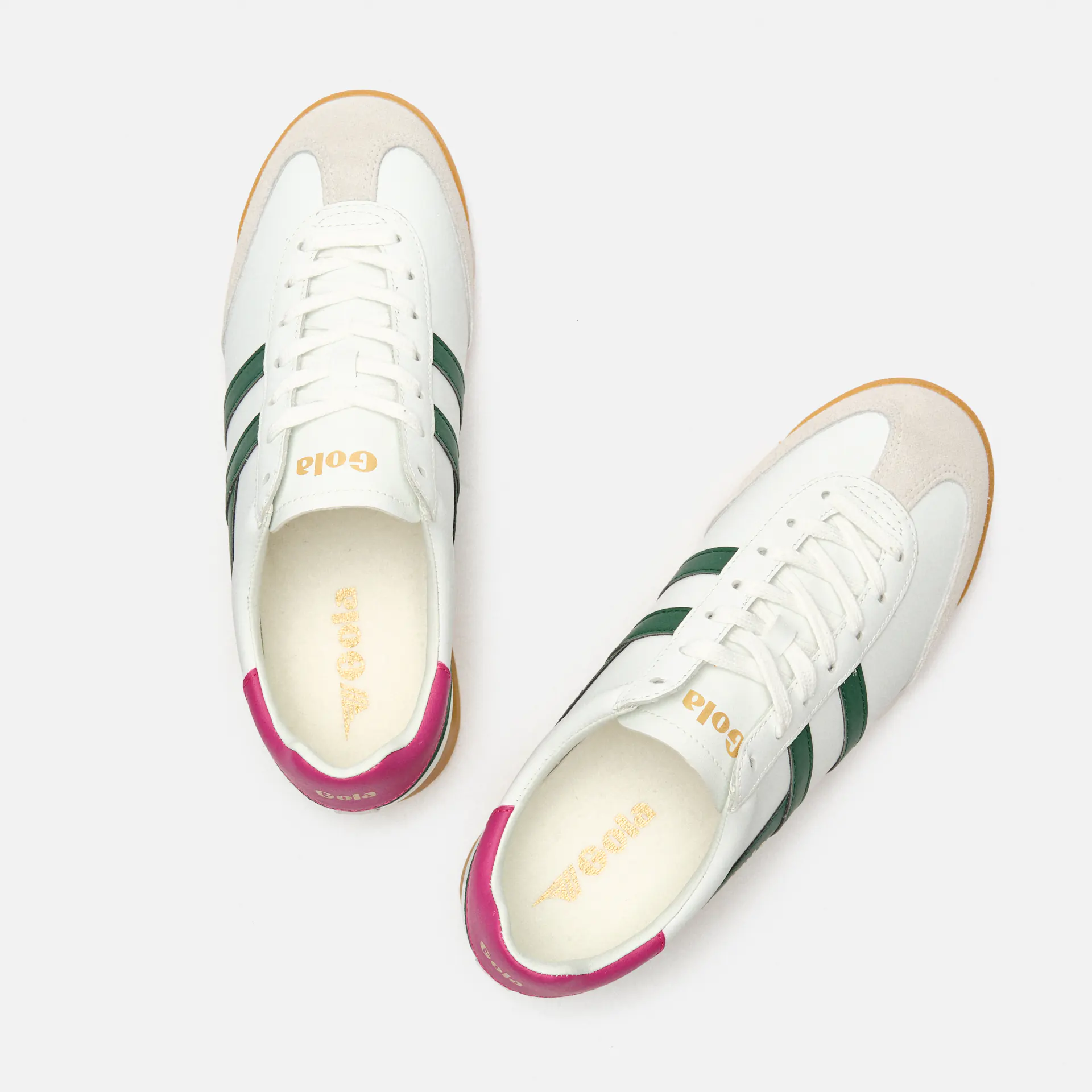 Gola Torpedo Leather Sneaker White/Evergreen/Fuchsia