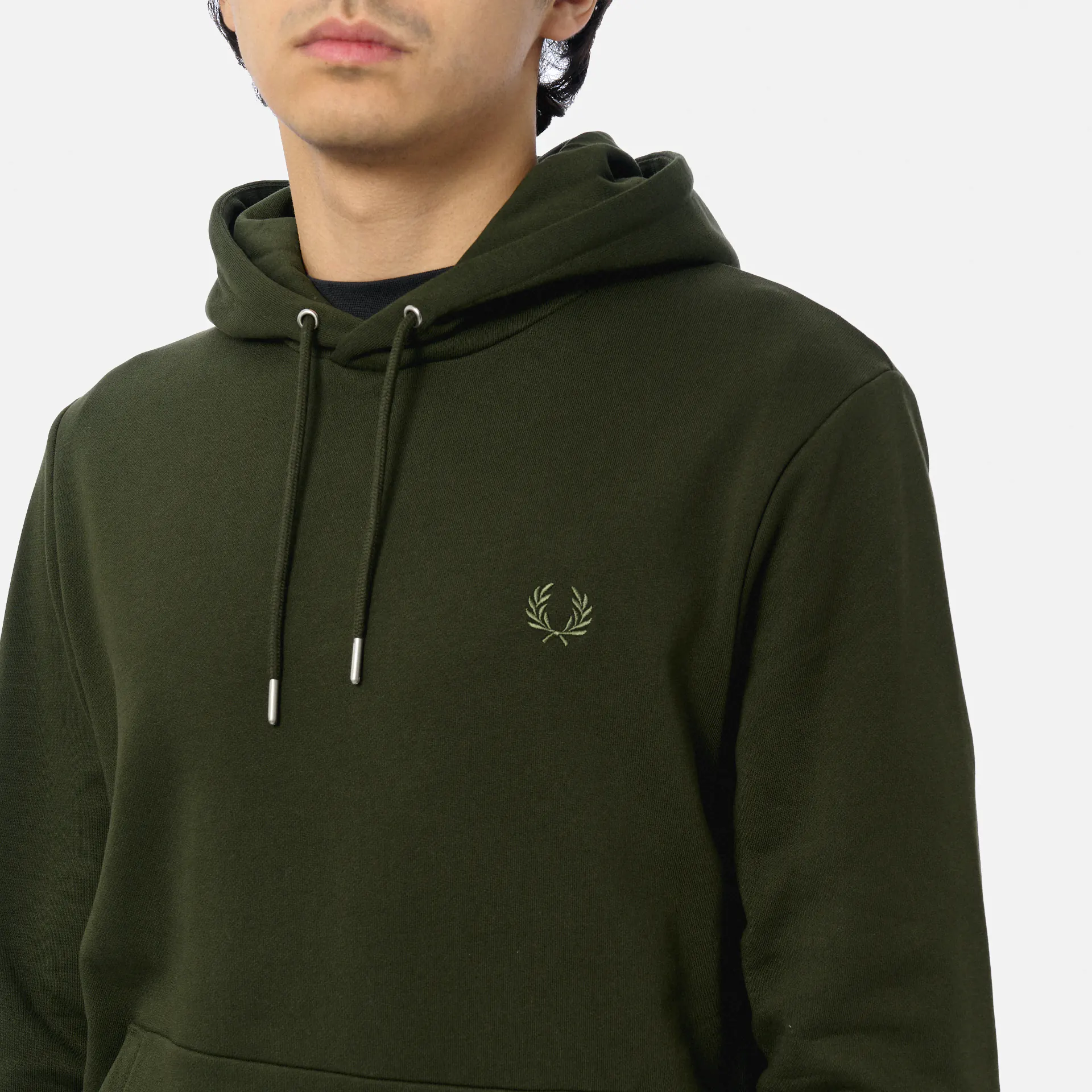 Fred Perry Tipped Hooded Sweatshirt Hunting Green/Light Oyster/Laurel Wreath Green