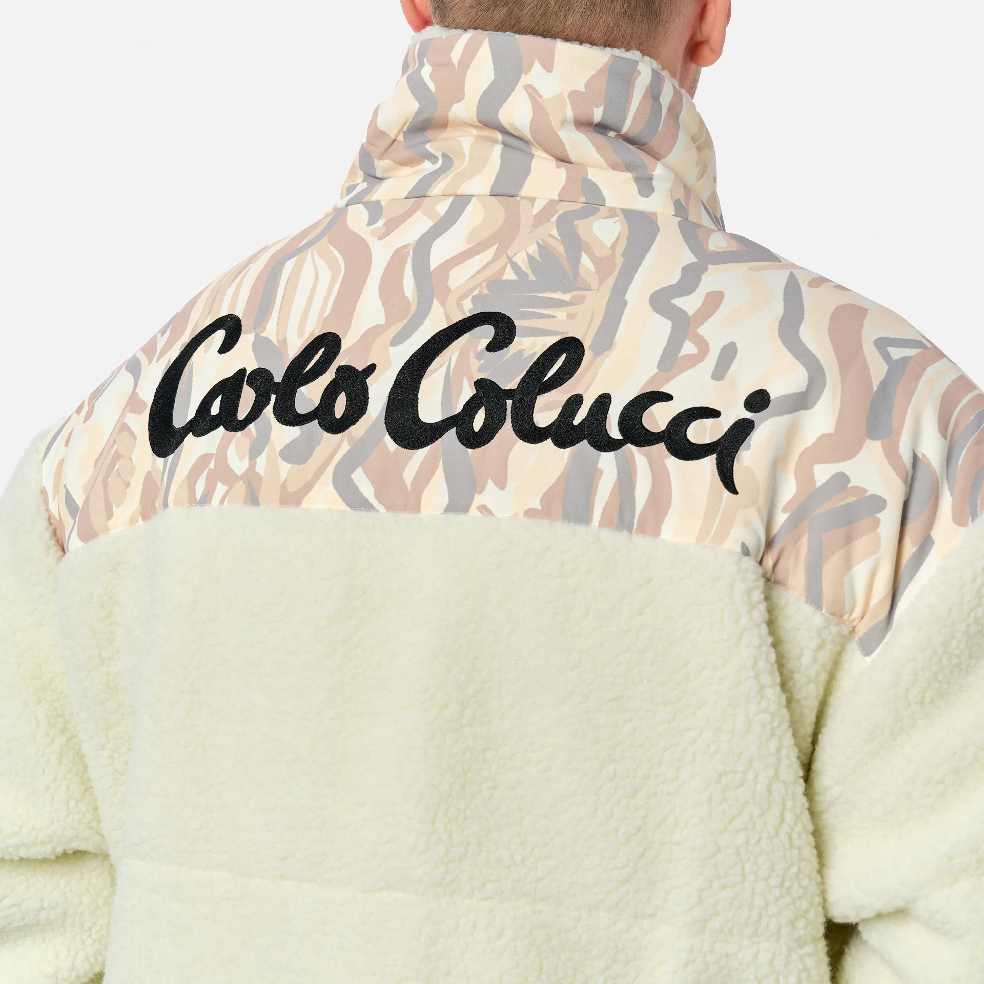 Carlo Colucci Soft Printed Teddy Jacket Beige