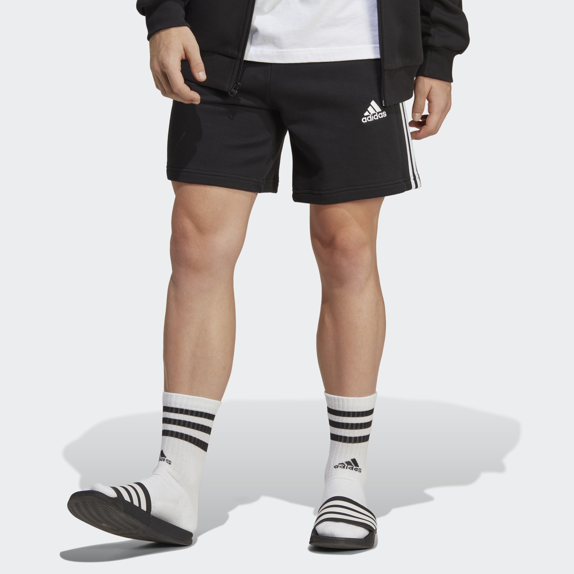 adidas Essentials French Terry 3-Stripe Shorts Black
