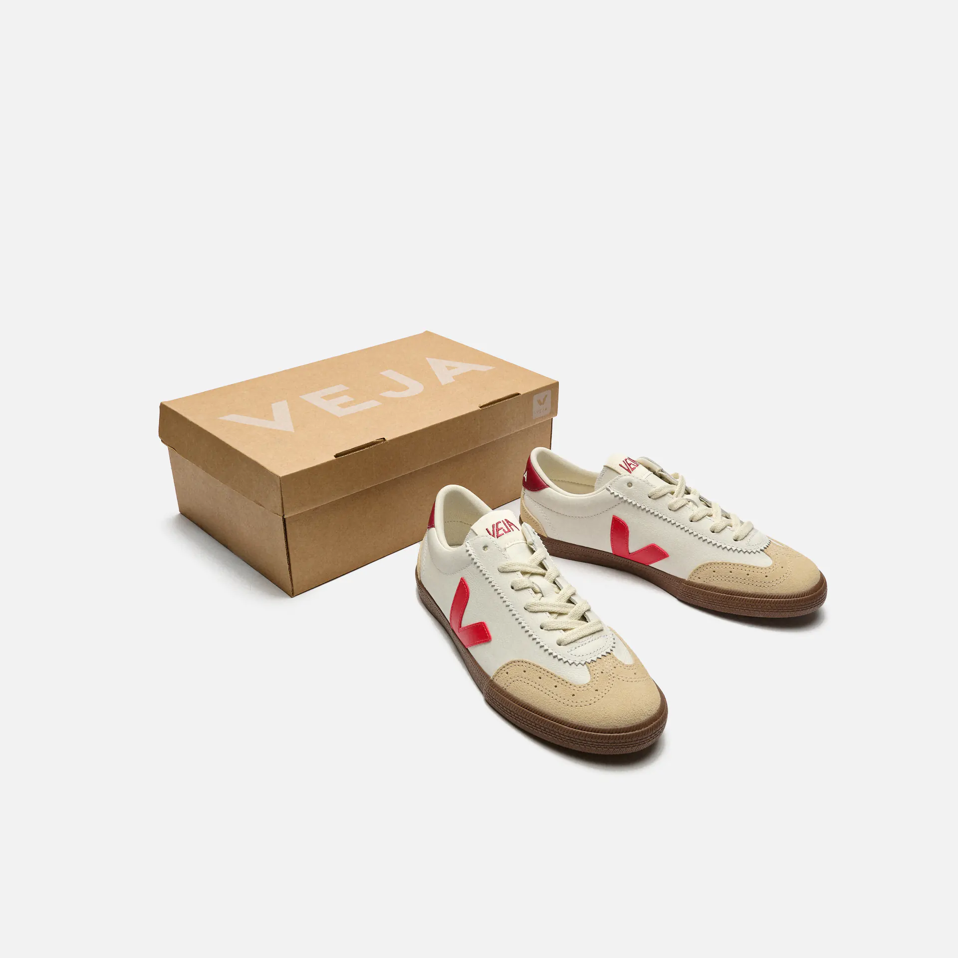 Veja Volley Leather Sneaker White/Peking Bark