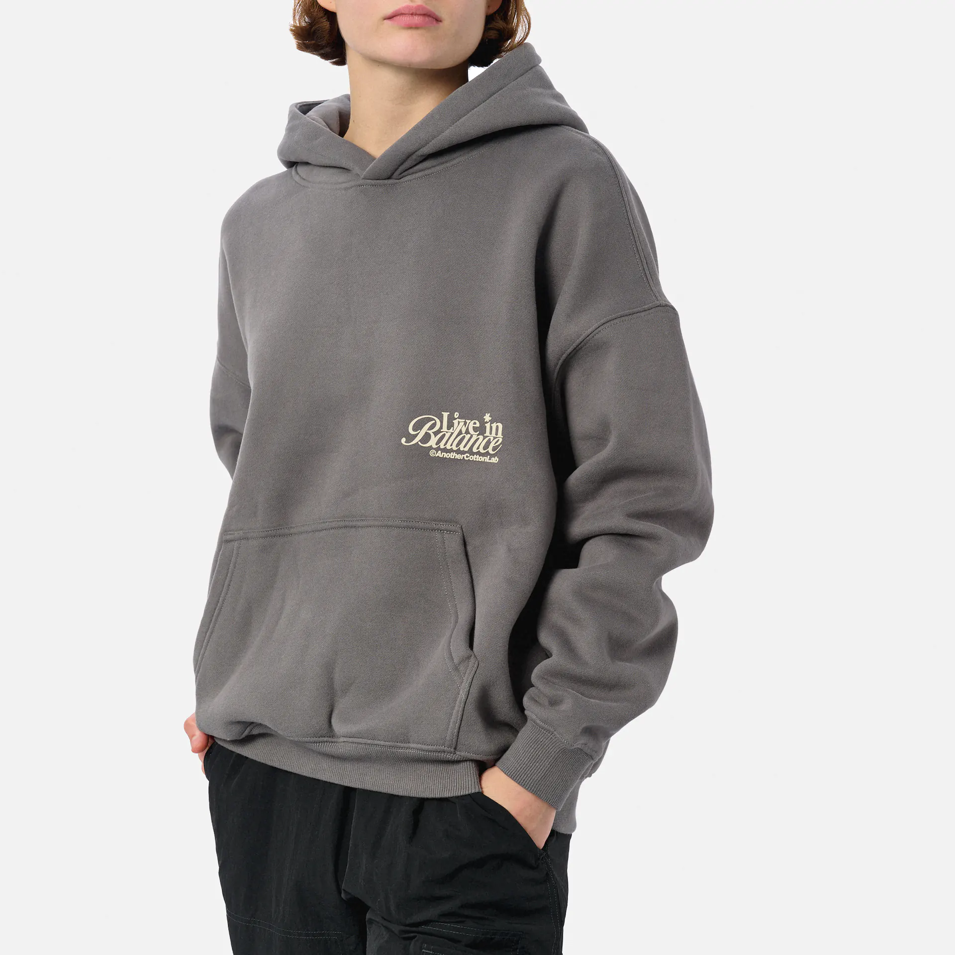 Another Cotton Live in Balance Heavy Oversized Hoodie Grey