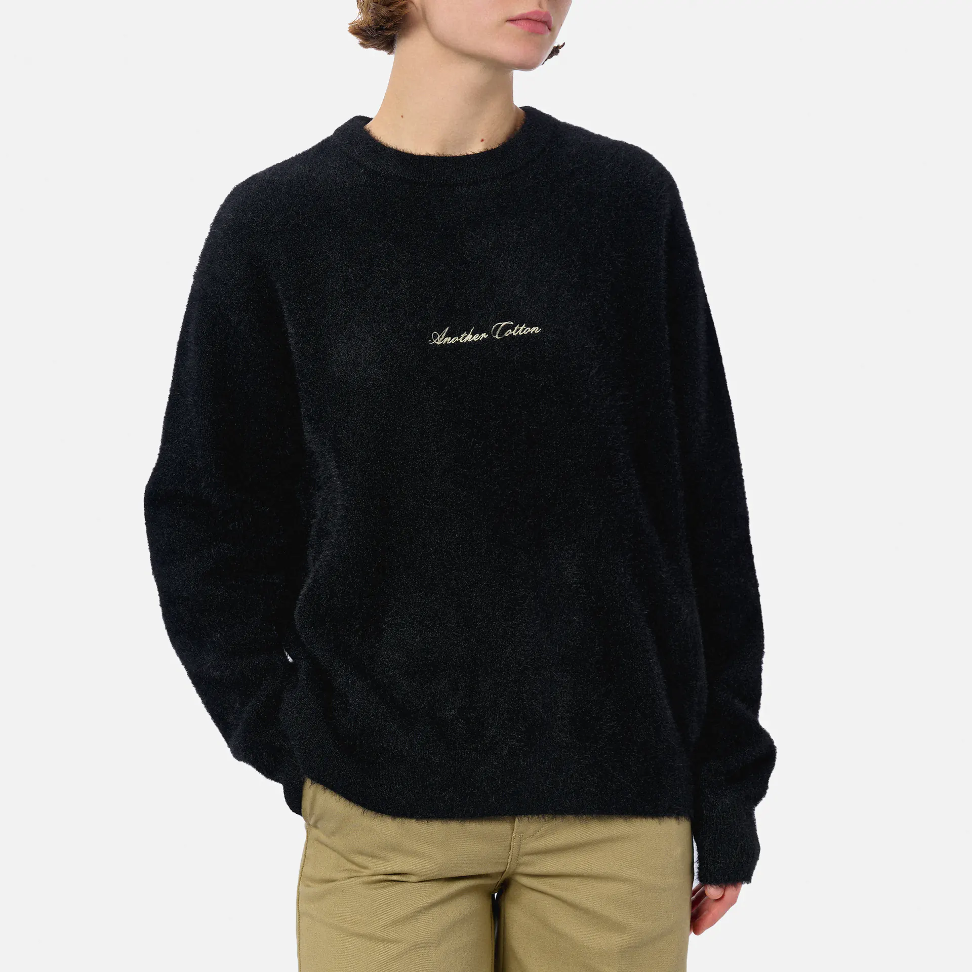 Another Cotton Chest Logo Mohair Sweater Black