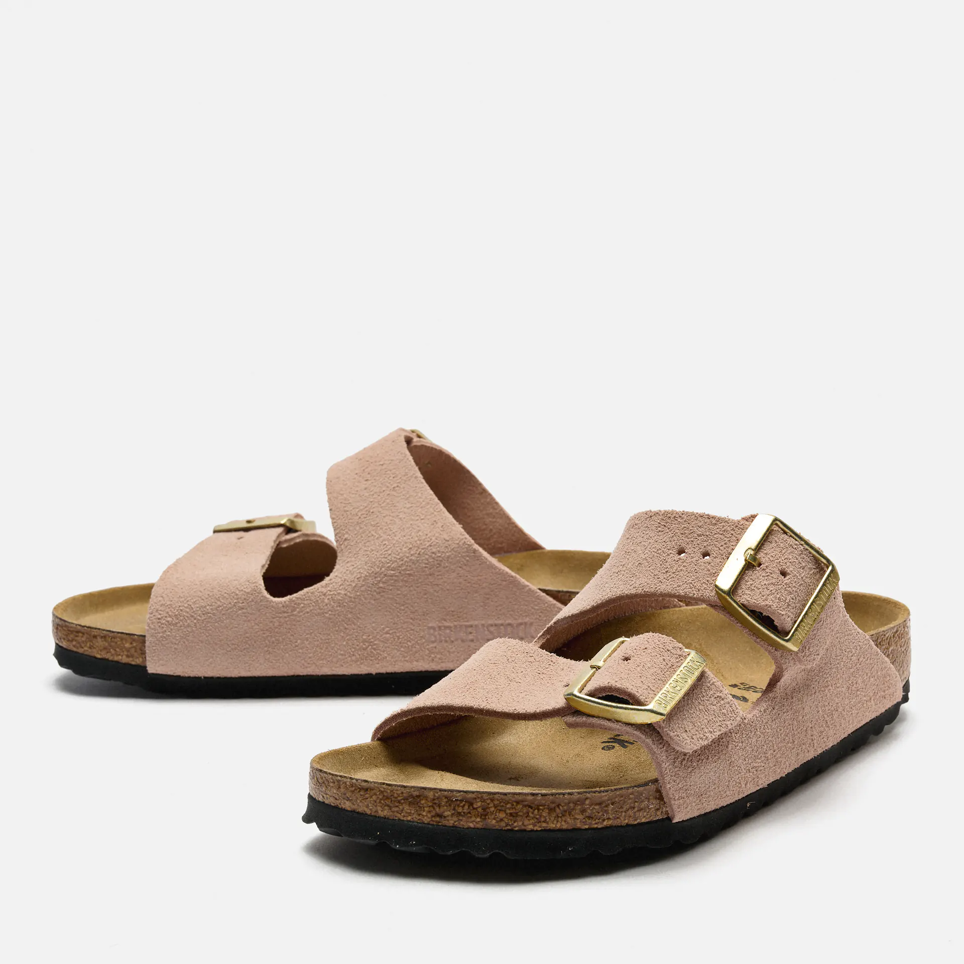 Birkenstock Arizona Suede Leather Narrow Sandals Light Rose