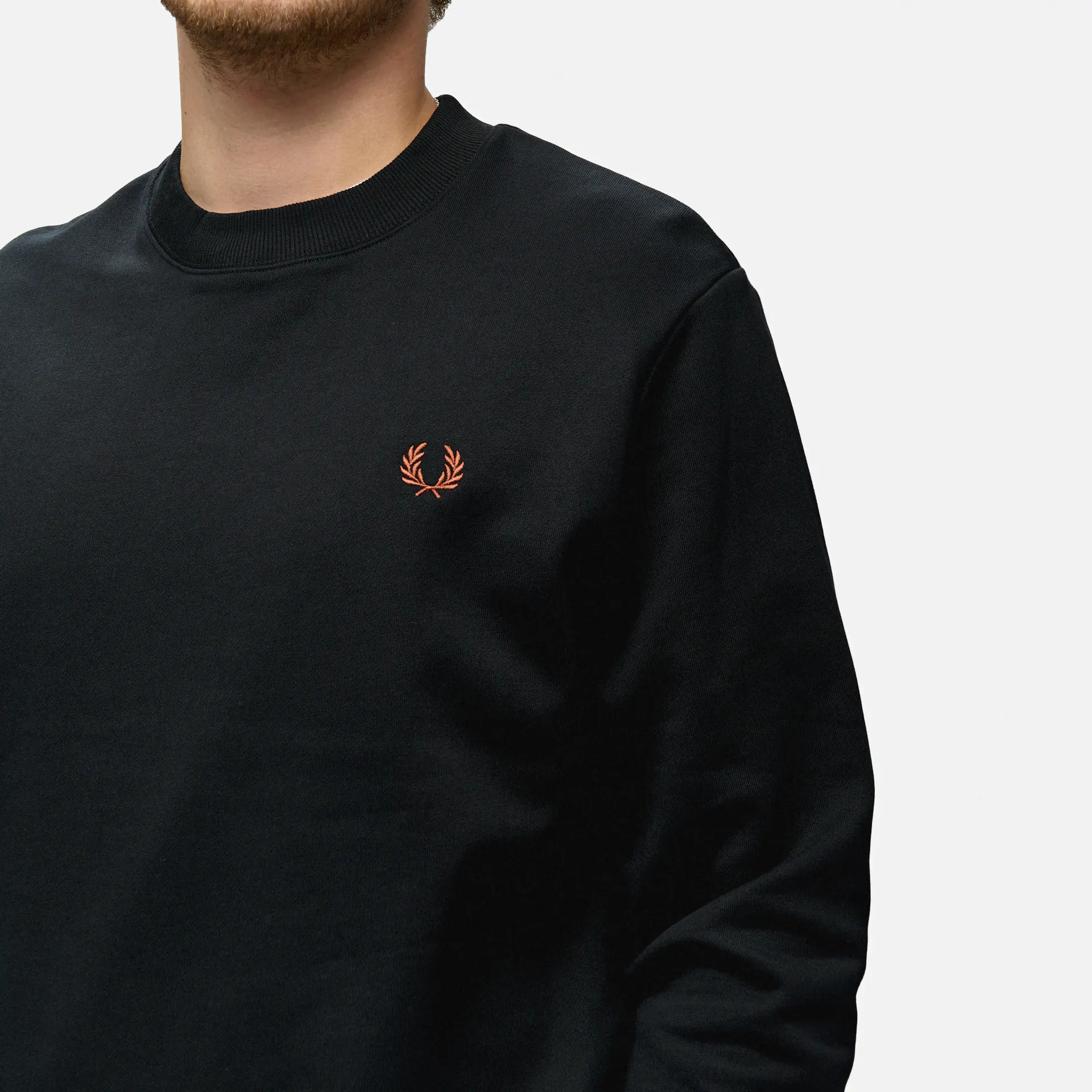 Fred Perry Crew Neck Sweatshirt Black/Whisky Brown