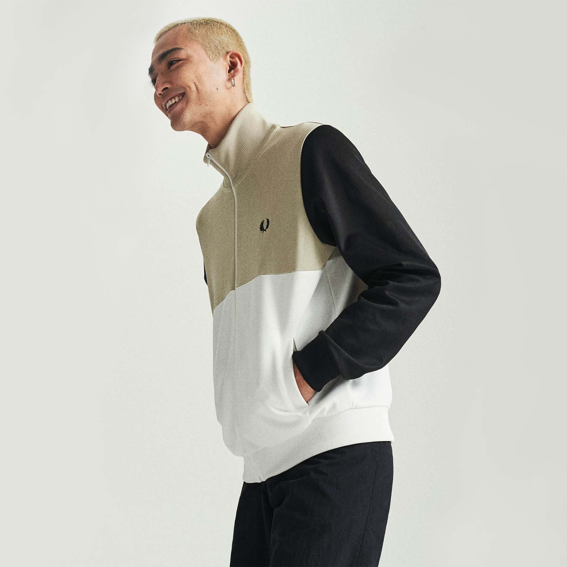 Fred Perry Colour Block Track Jacket Light Oyster