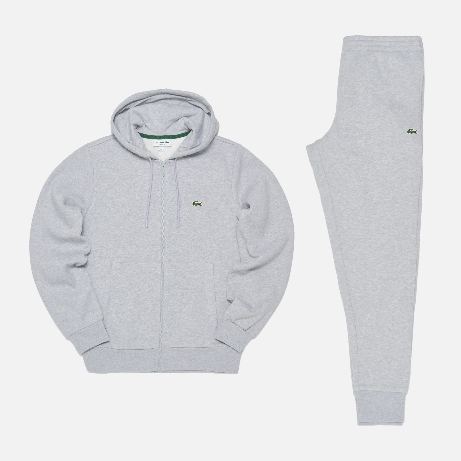 Lacoste Hooded Sweatsuit Silver Chine