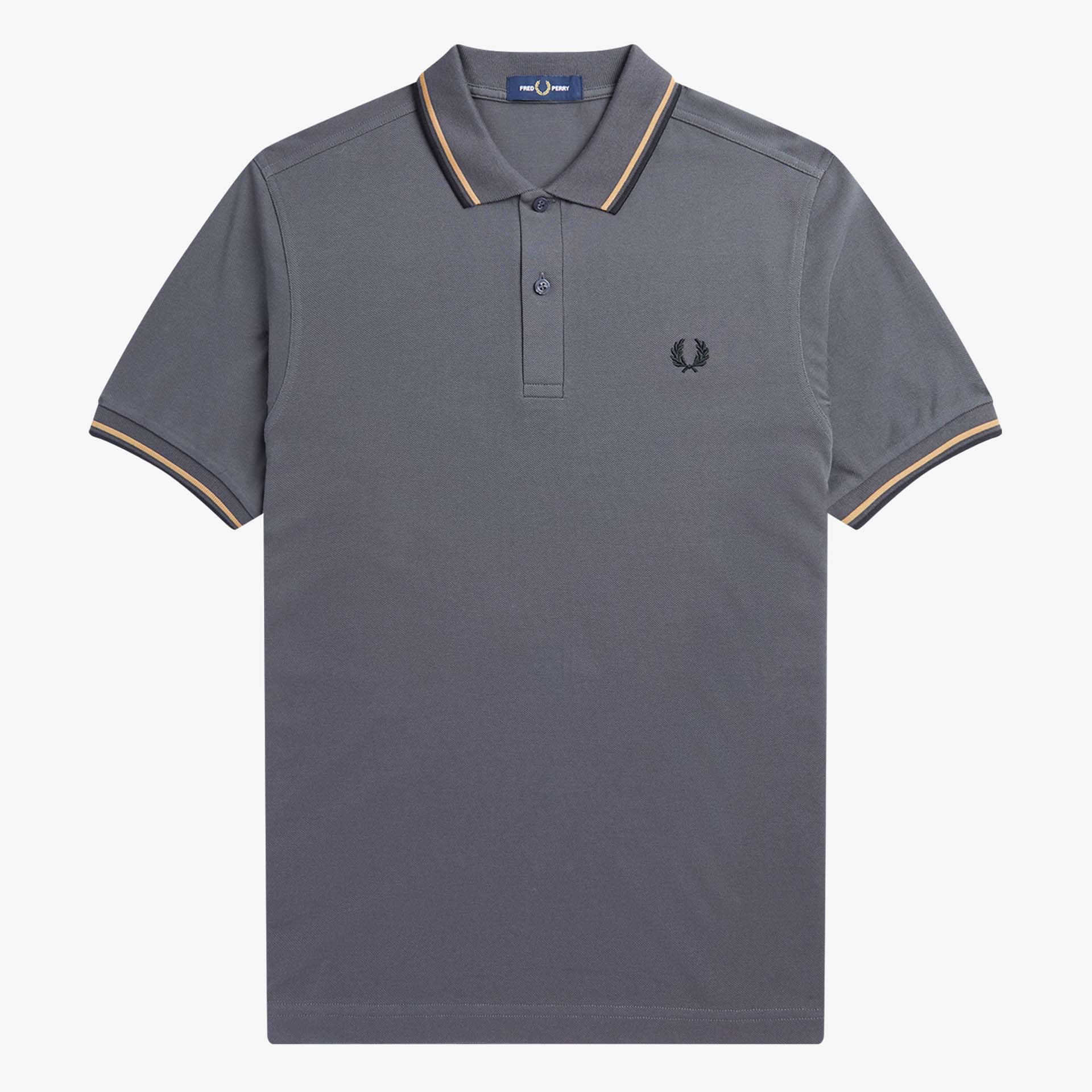 Fred Perry Twin Tipped Polo Shirt Gunmetal/19 Gold/Black