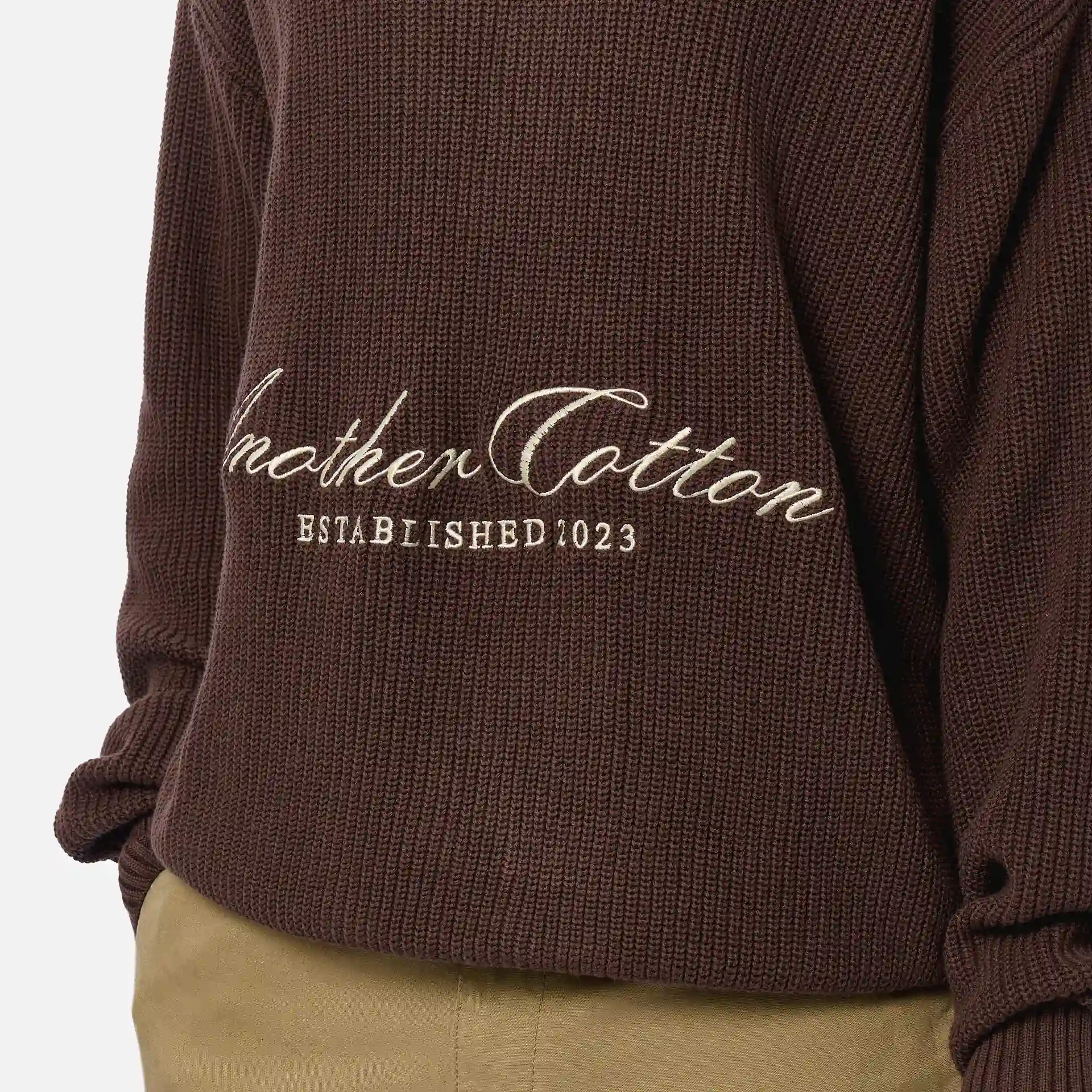 Another Cotton Established Knit Sweater Brown