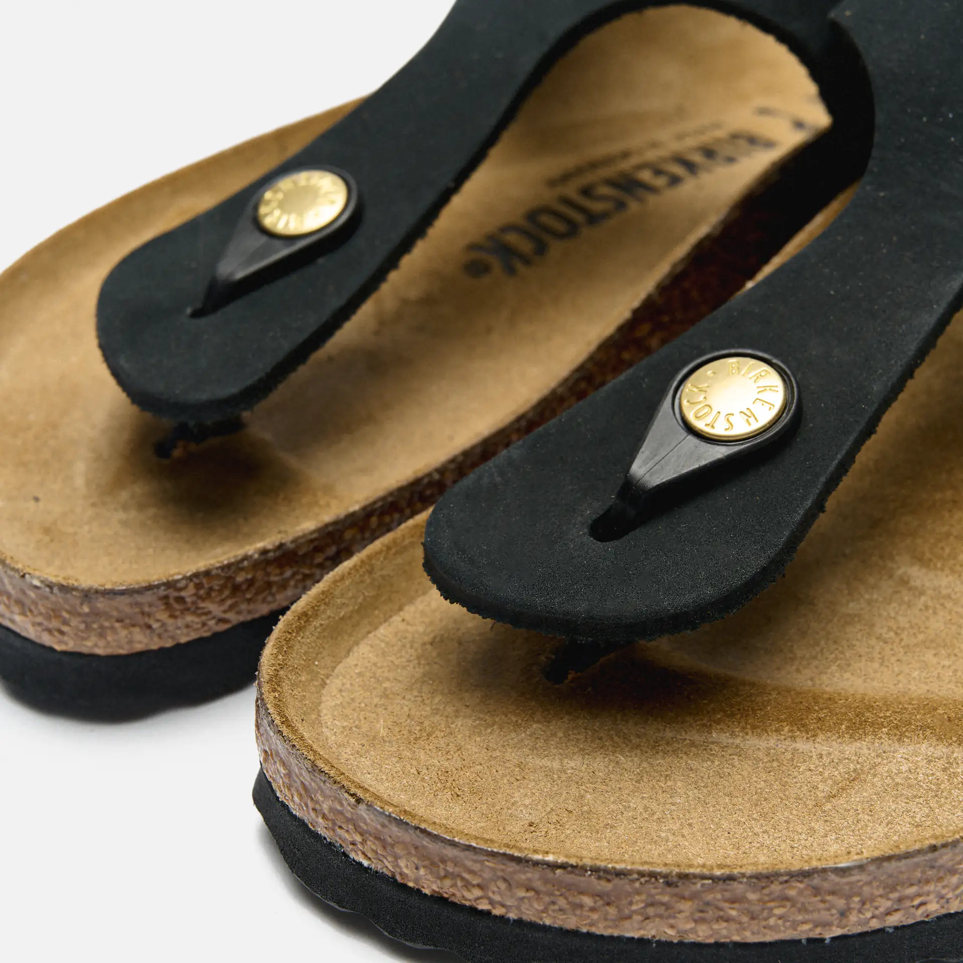 Birkenstock Gizeh Big Buckle Nubuck Leather Sandals Narrow Black