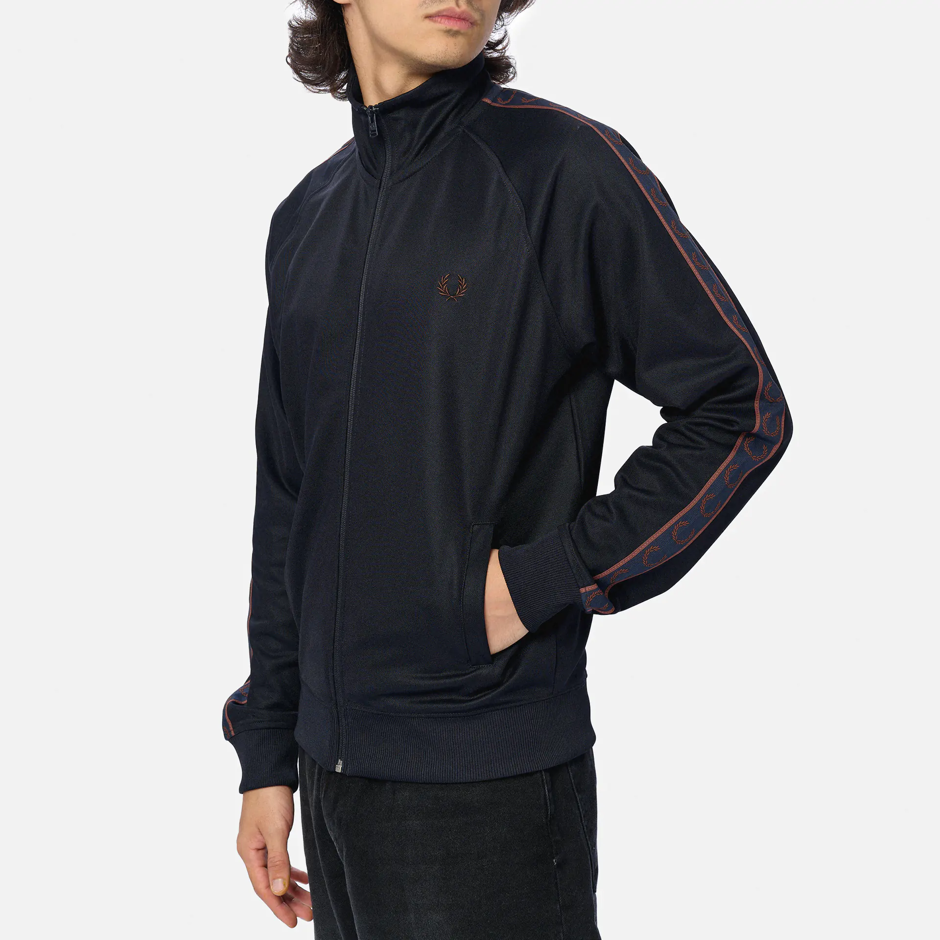 Fred Perry Contrast Tape Track Jacket Navy/Carrington Brick