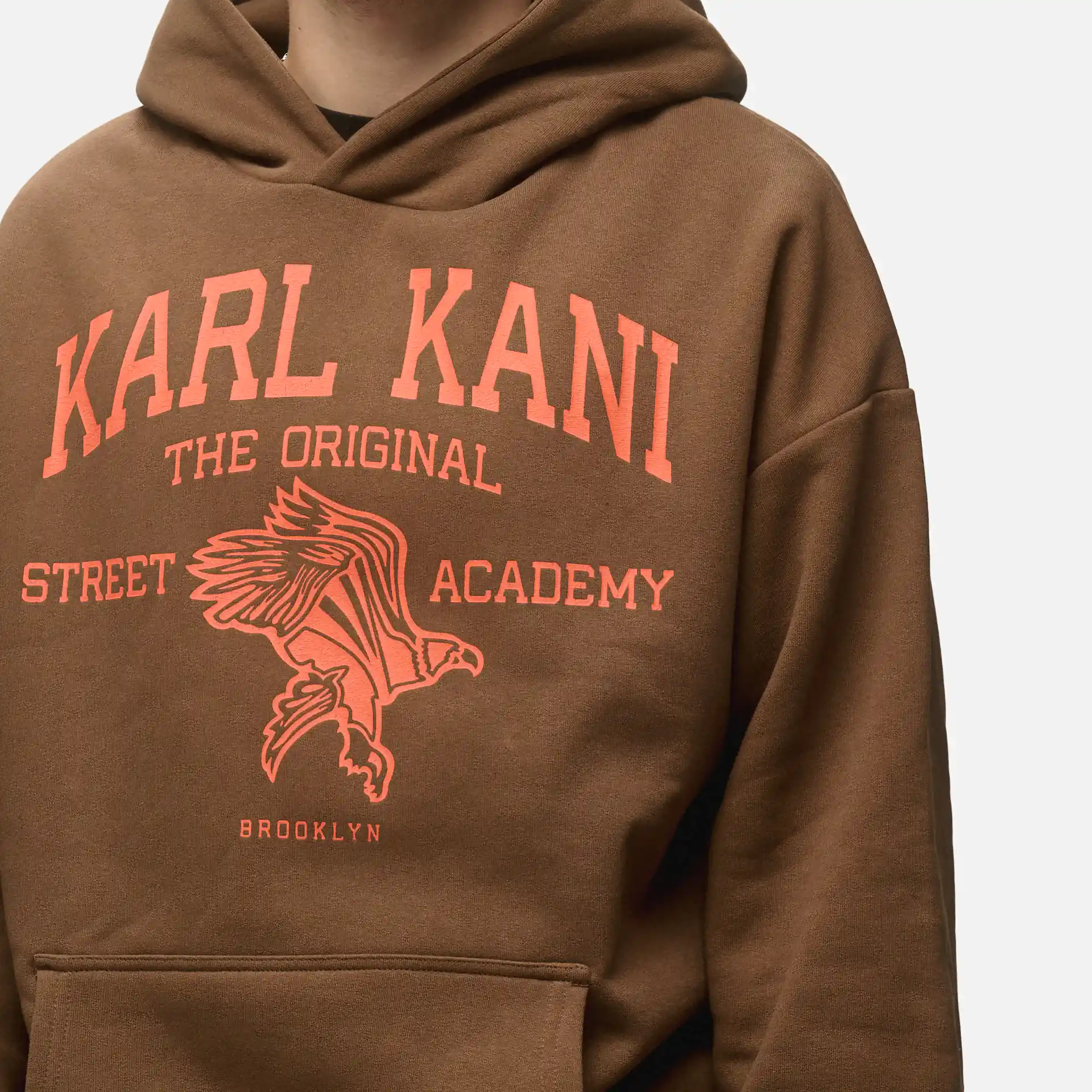 Karl Kani Street Academy Washed Oversized Hoodie Dark Brown